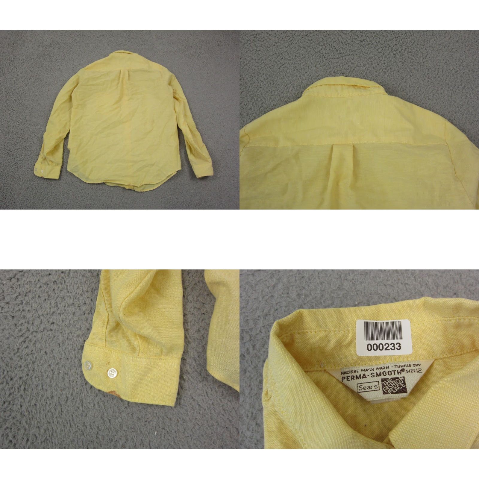 Sears VINTAGE Sears Shirt Teens 12 Yellow Button-Up Short Sleeve Collared 70s 80s Classic Mens Womens Boys Girls Size XL / US 12-14 / IT 48-50 - 9 Thumbnail
