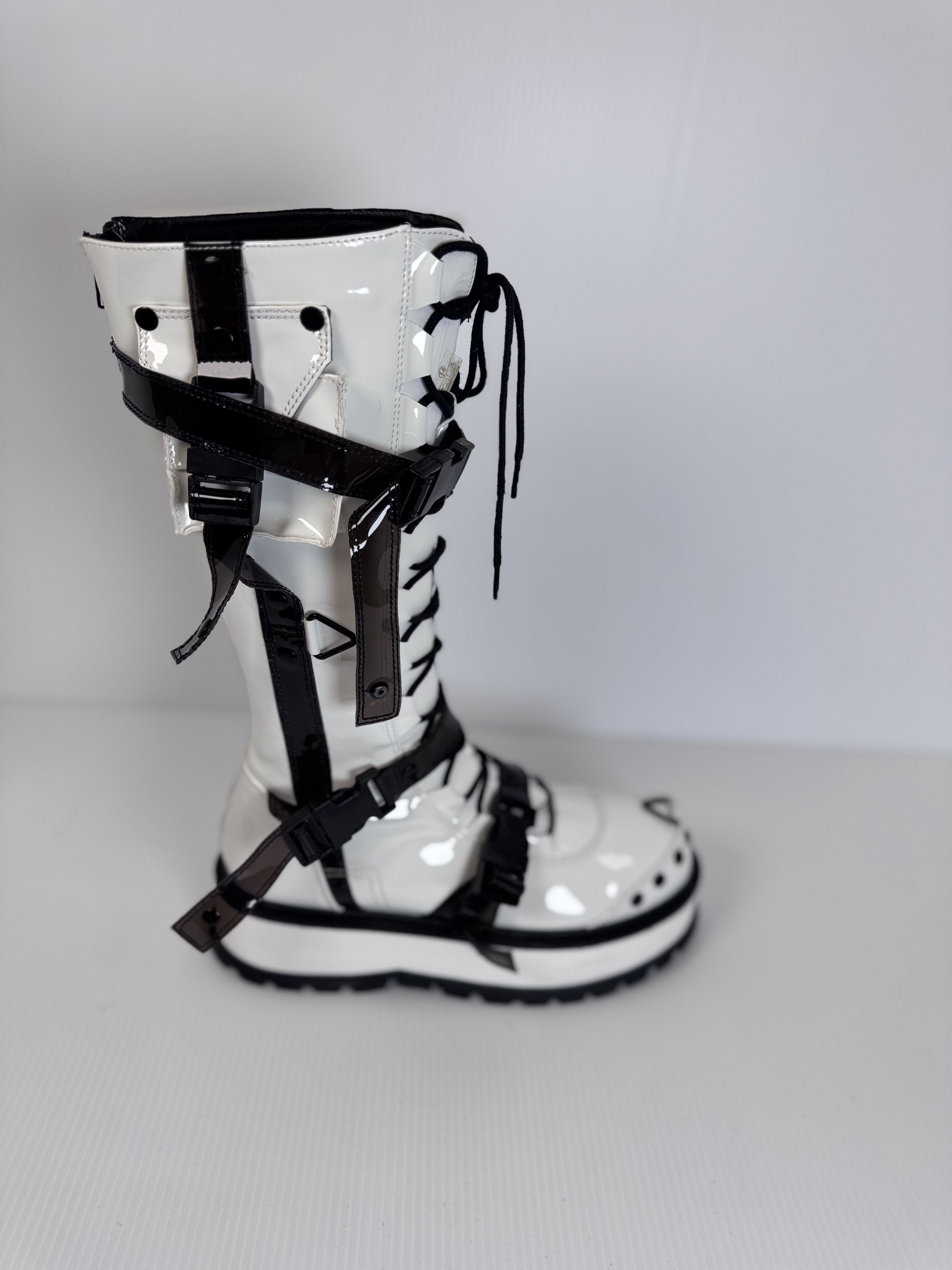 Demonia Cult Demonia Cult Slacker-260 White Knee High Punk Platform Boot Size US 12 / IT 42 - 2 Thumbnail