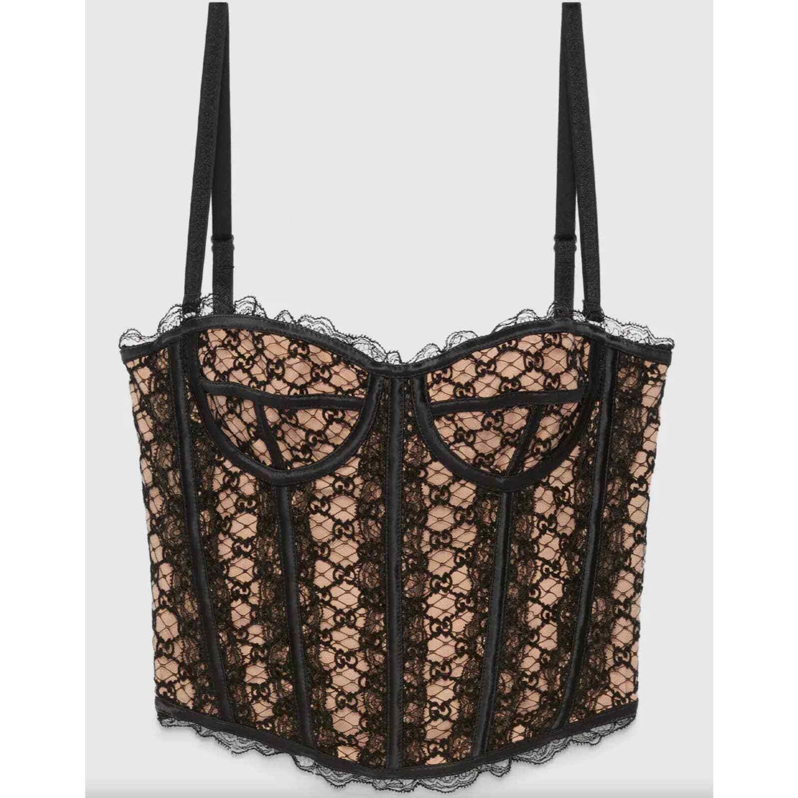 Gucci Gucci Net Corset Black Nude Bustier Lace Shirt Top S Small Size S / US 4 / IT 40 - 2 Thumbnail