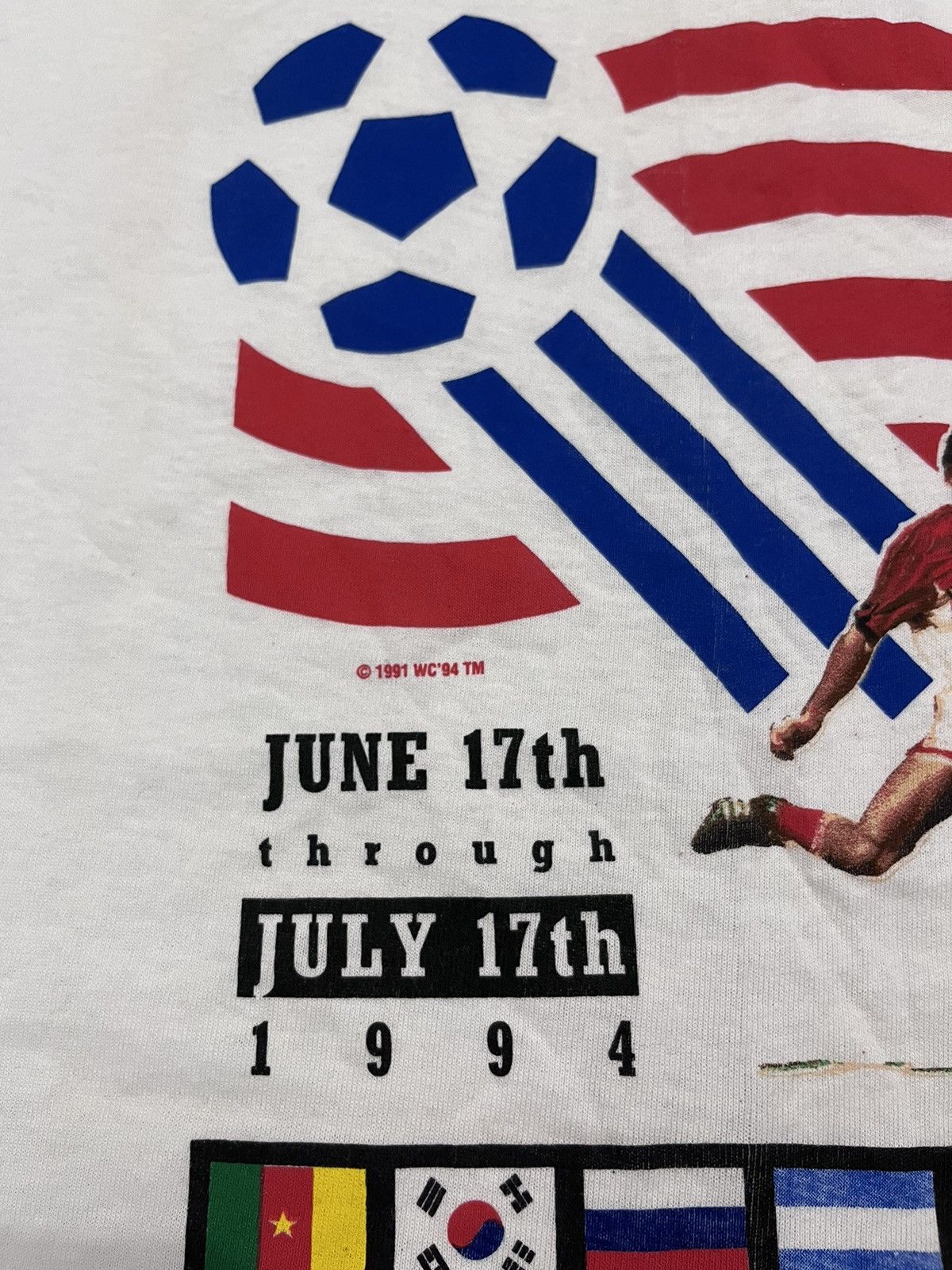 Band Tees × Vintage Vintage 1994 World Cup Soccer T-Shirt Size US L / EU 52-54 / 3 - 5 Thumbnail