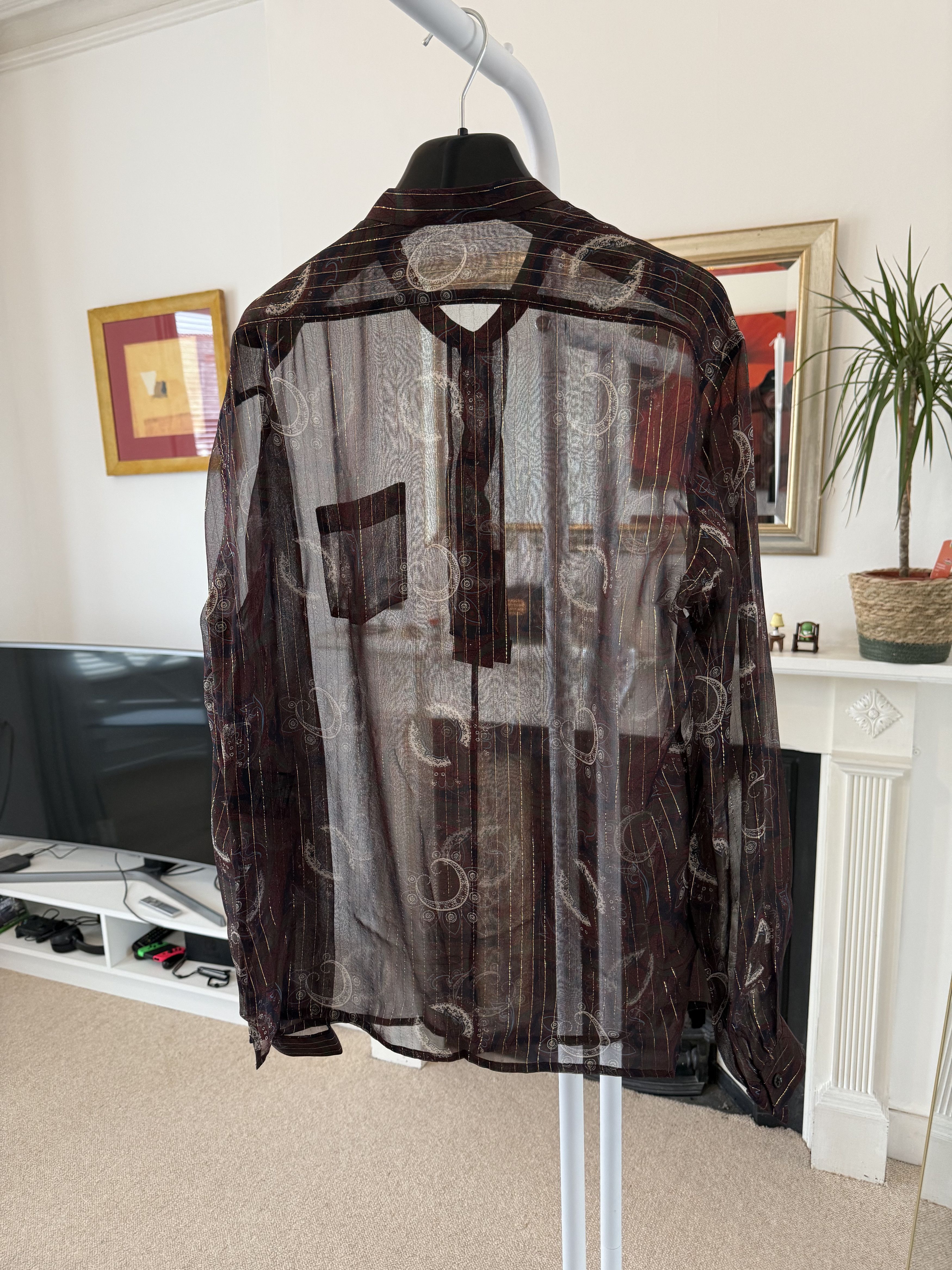 Saint Laurent Paris Saint Laurent Silk Gold Thread Nehru Collar Shirt Burgundy Size US M / EU 48-50 / 2 - 5 Thumbnail