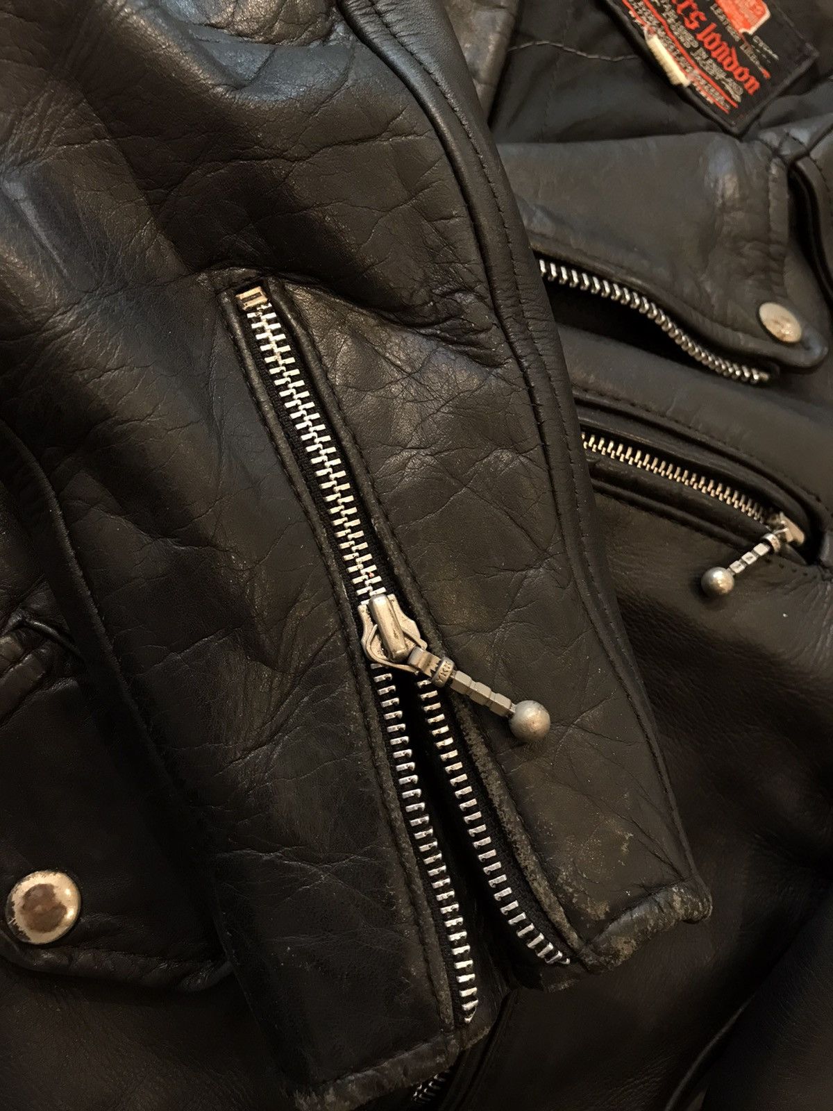 Horween Leather Vintage Quirs London / RBC Leather Jacket Size L / US 10 / IT 46 - 13 Thumbnail
