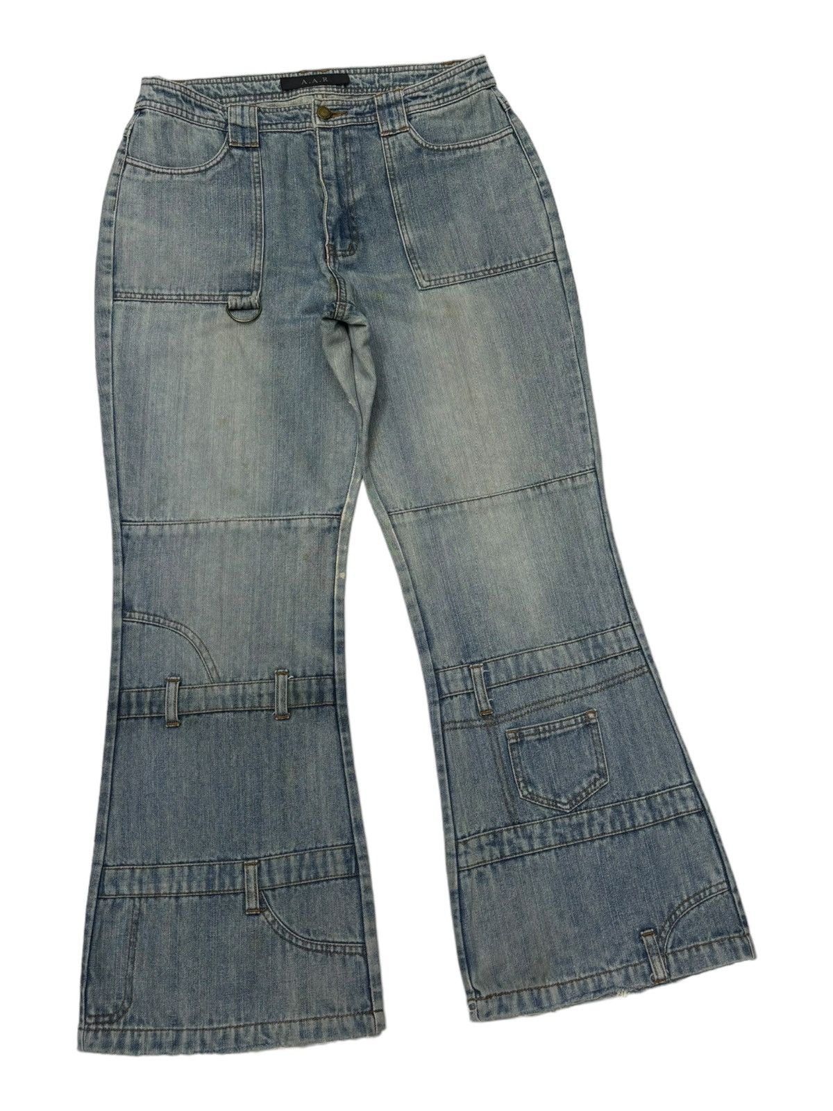 If Six Was Nine × Y's × Yohji Yamamoto 🔥AAR BONDAGE FLARE DISTRESSED DENIM BAGGY JEANS CUSTOM MADE Size US 29 - 3 Thumbnail