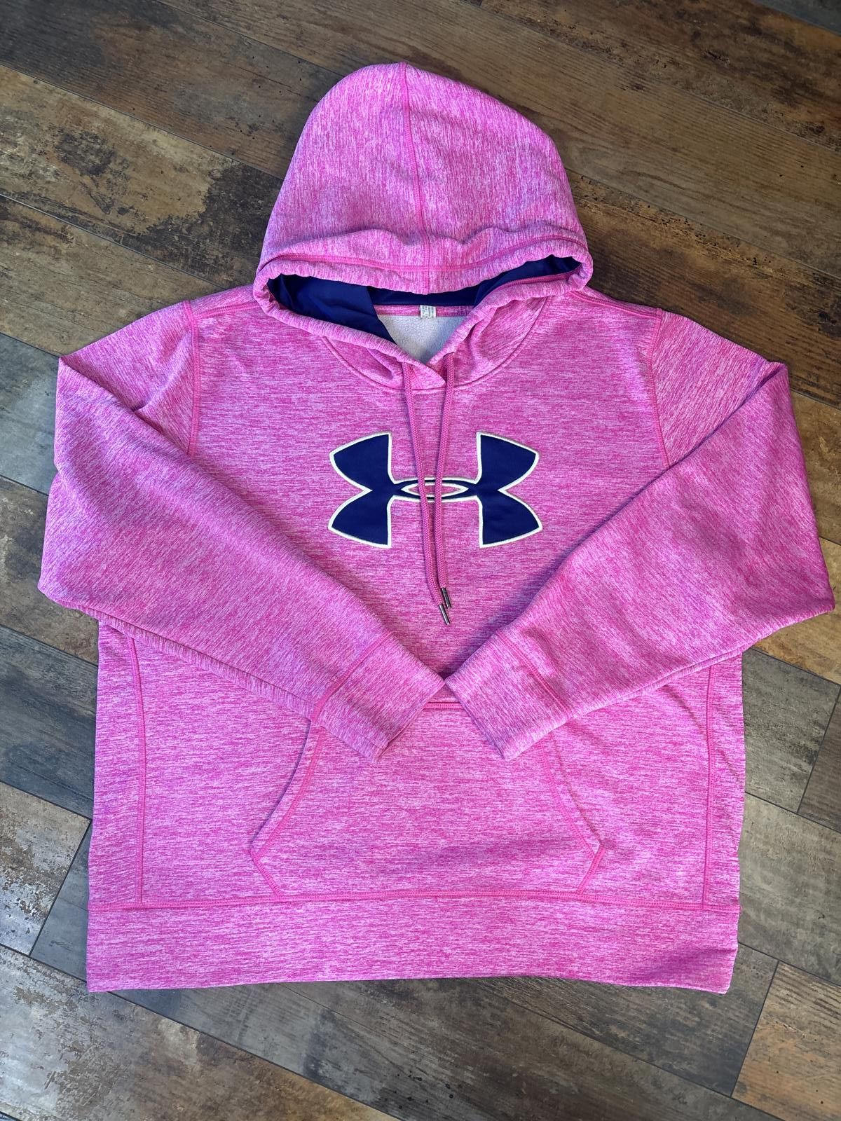 Under Armour Under Armour Pink Hoodie Sweatshirt with Navy Logo Size ONE SIZE - 1 Thumbnail