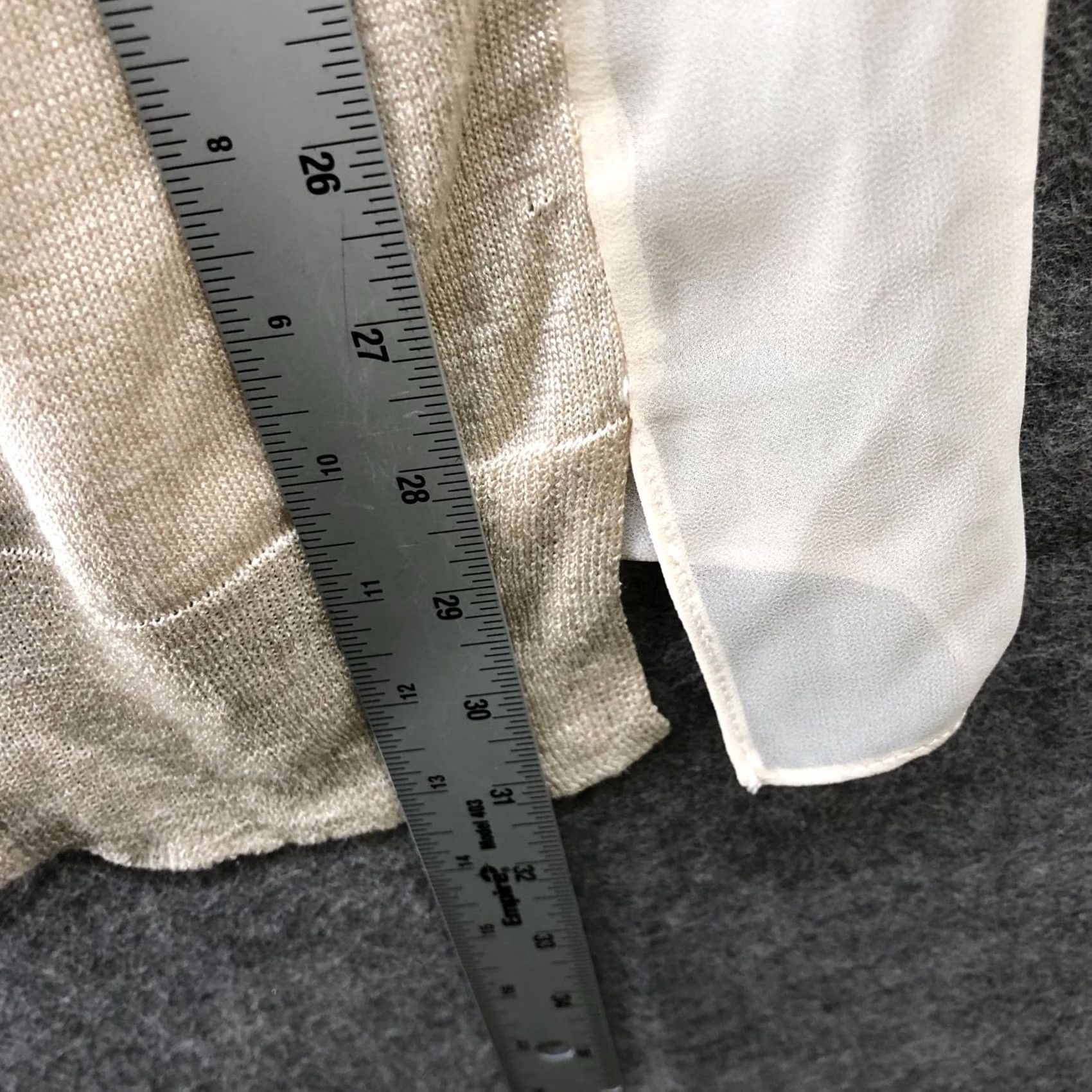 NIC+ZOE Nic+Zoe Cardigan Womens M Cream Button Front Chiffon Lightweight Knit Long Sleeve V-Neck Solid Vintage: No Size M / US 6-8 / IT 42-44 - 8 Thumbnail
