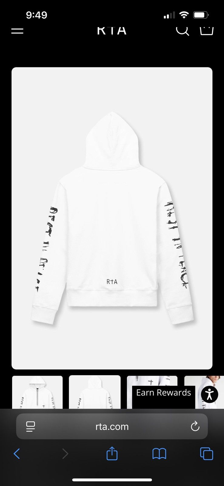 Rta RTA Dion Hoodie Rest In Peace White sz S Size US S / EU 44-46 / 1 - 2 Thumbnail