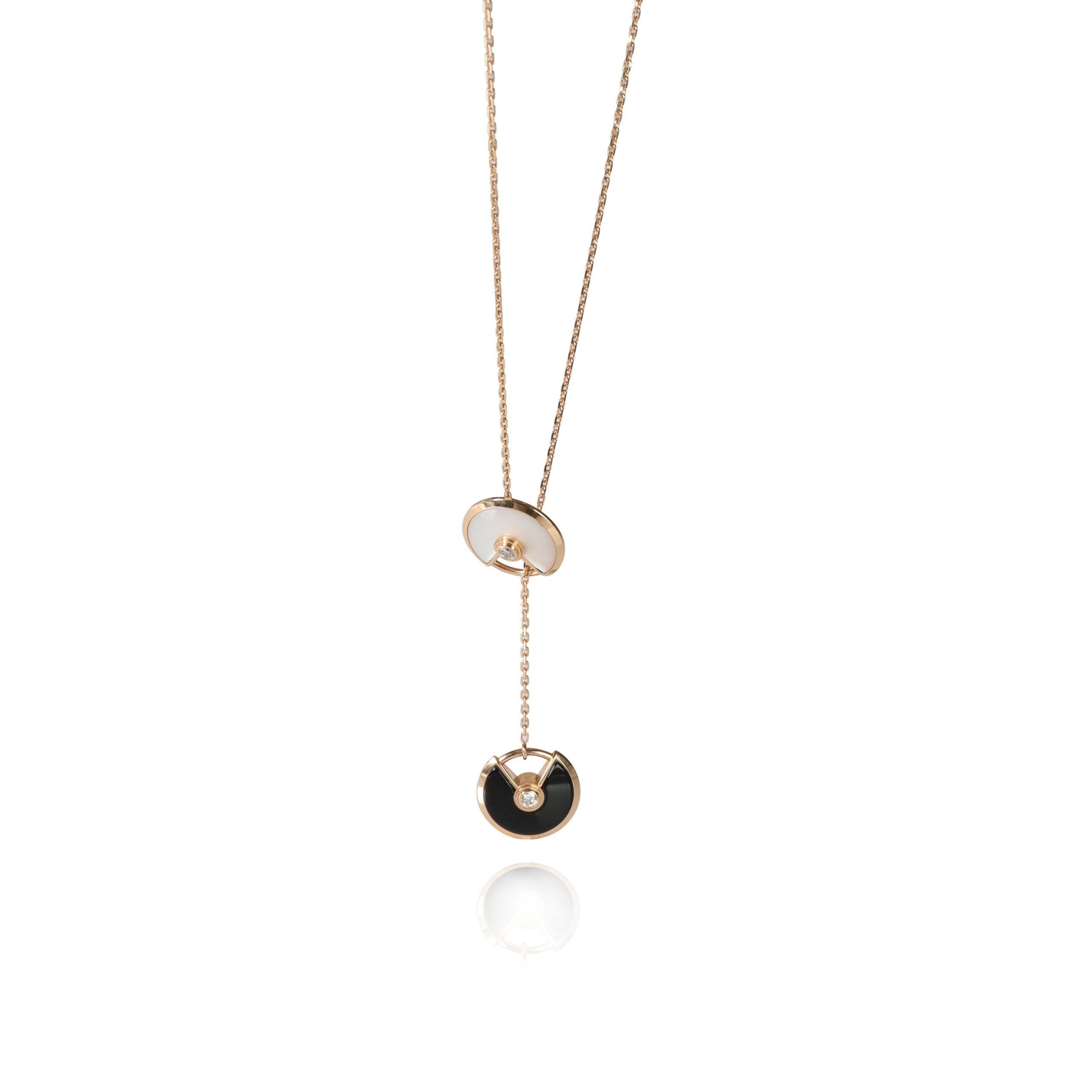 image of Cartier Amulette De Cartier Mother Of Pearl Onyx Necklace In 18K Rose Gold, Women's