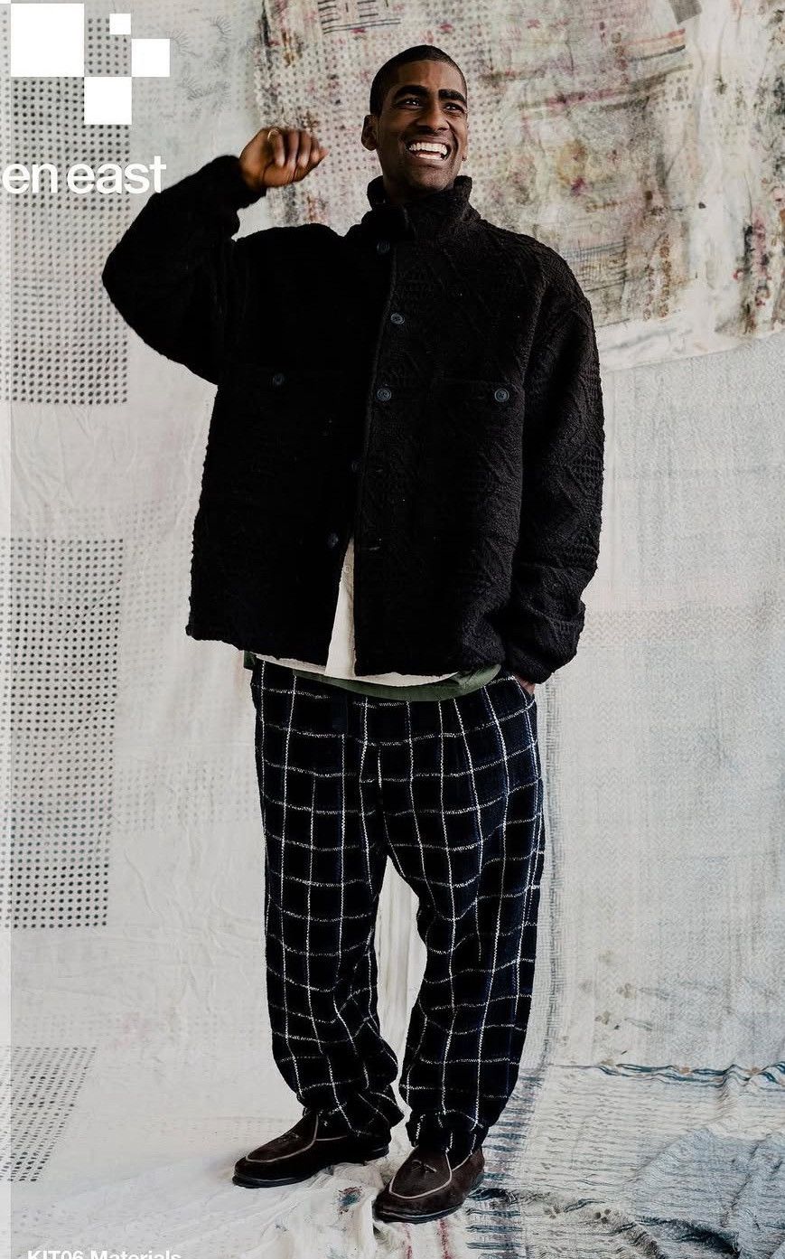18 East Sam Shirt Jacket BLACK HANDLOOM COTTON BLANKETING