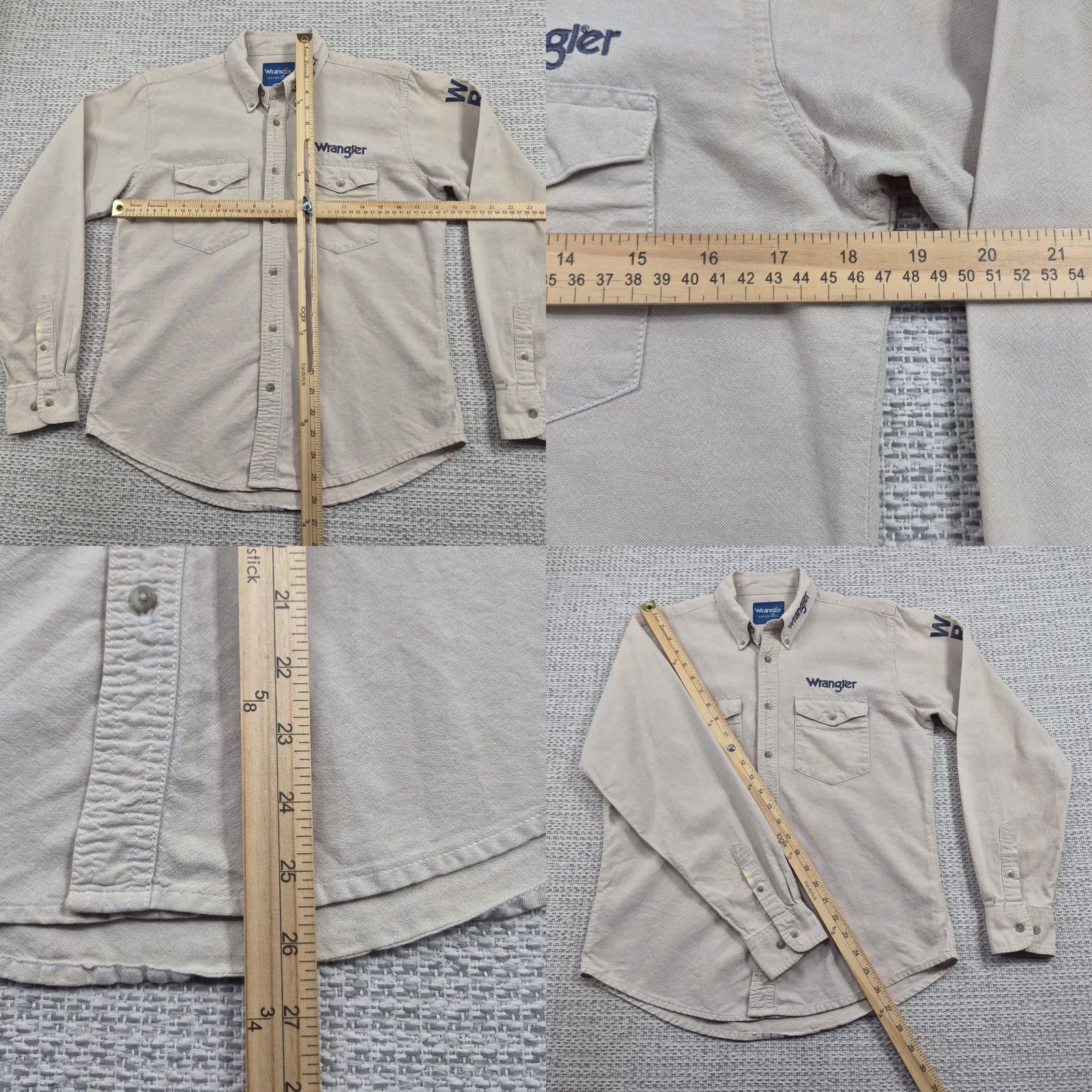 Wrangler Wrangler Button Up Shirt Adult Small Beige Long Sleeve Western Embroidered Shirts Casual Workwear Size US S / EU 44-46 / 1 - 8 Thumbnail