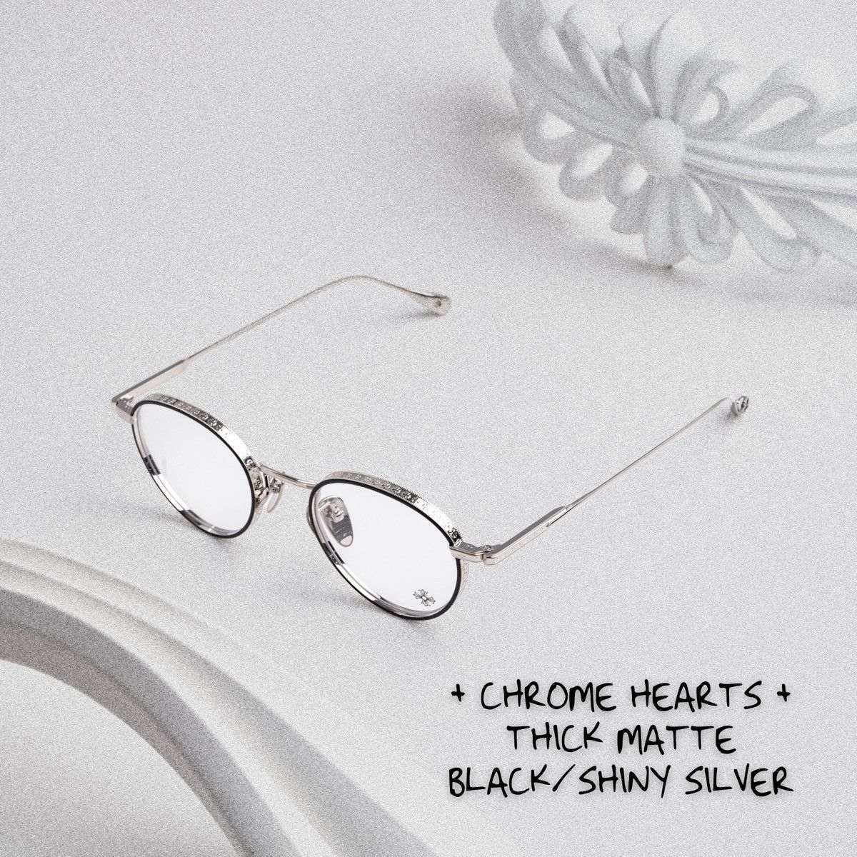 Chrome Hearts CHROME HEARTS THICK MATTE BLACK/SHINY SILVER GLASSES Size ONE SIZE - 1 Thumbnail