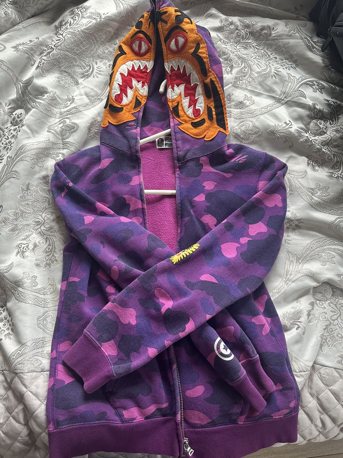 image of Bape Color Camo Tiger Full Zip Hoodie in Purple, Women's (Size XS)