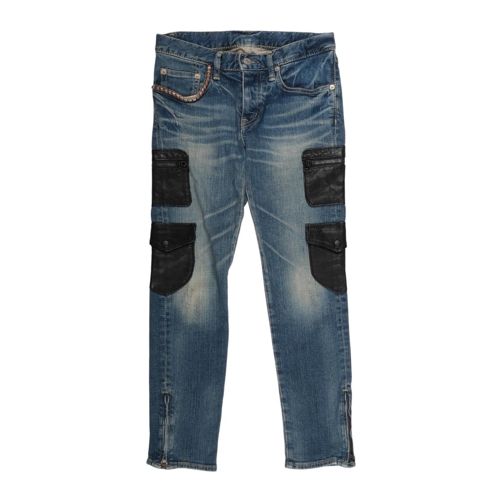 Hysteric Glamour Hysteric Glamour Black Leather Pocket Cargo Denim Jeans Size ONE SIZE - 1 Thumbnail