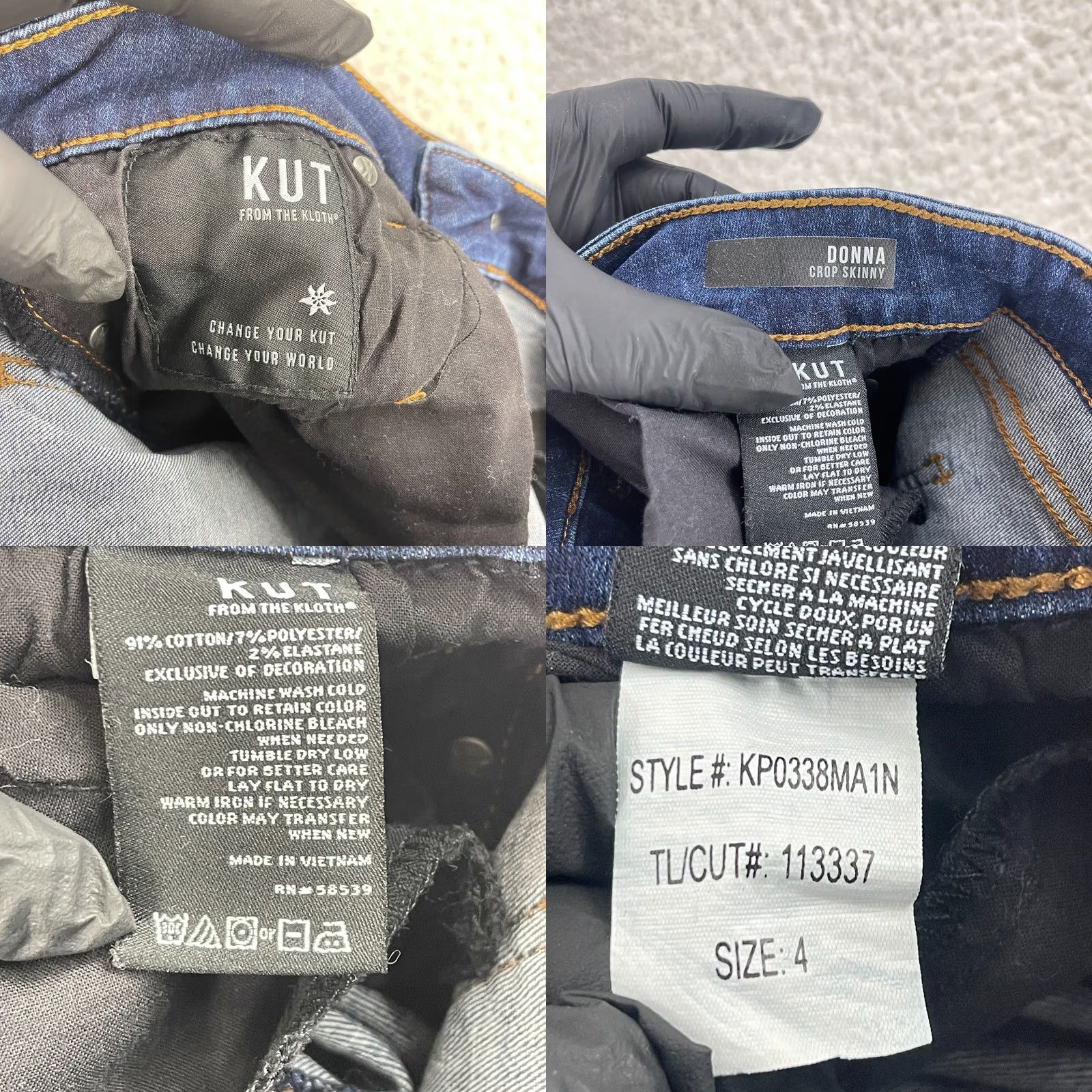 Vintage KUT from the Kloth Donna Crop Skinny Jeans Womens Size 4 Blue Distressed Casual Denim Jeans Crop Skinny Size 27" / US 4 / IT 40 - 10 Thumbnail