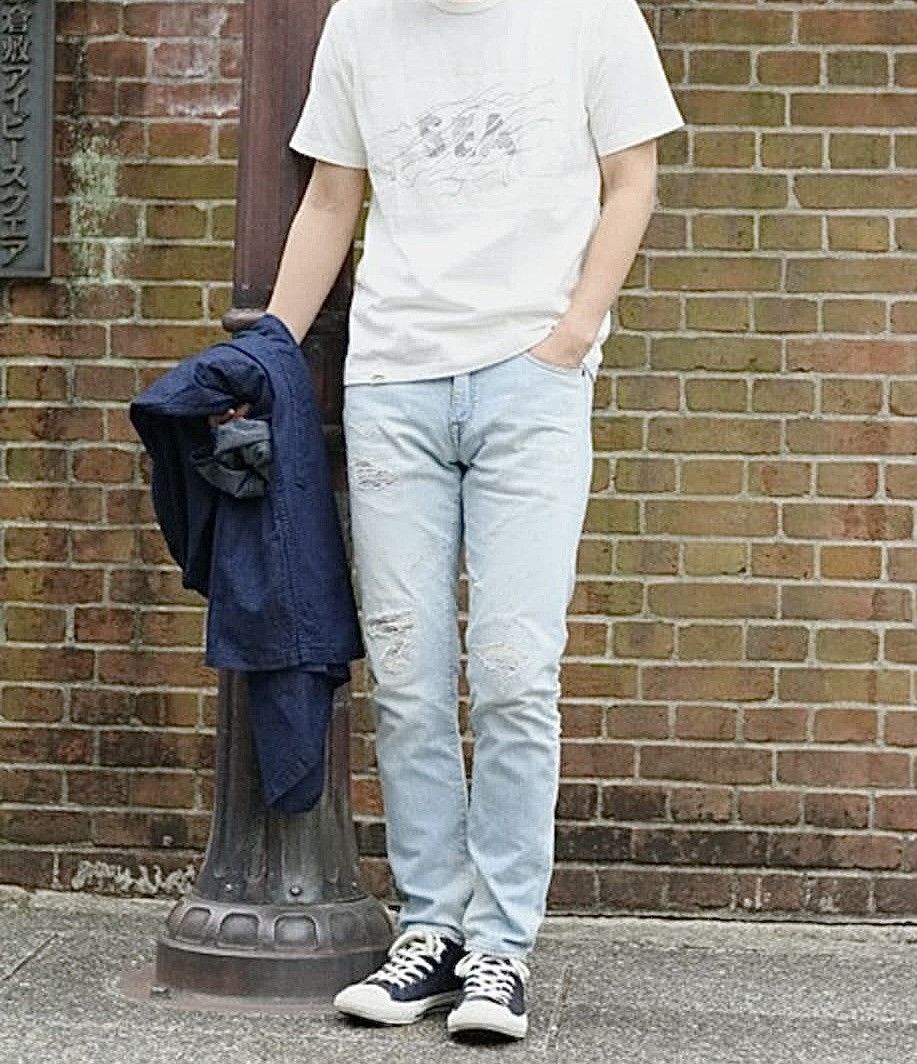 Pure Blue Japan Avila Beach Japan Blue Distressed Reworked Skinny Jeans Size US 30 / EU 46 - 14 Thumbnail
