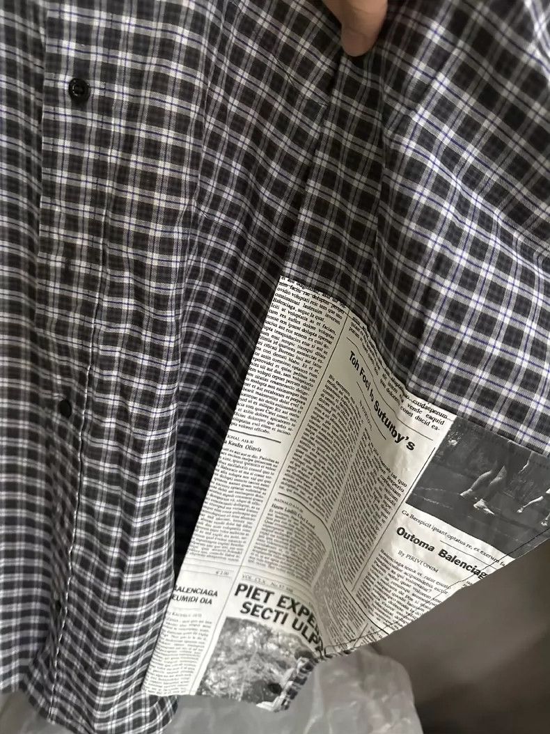 Balenciaga size 36 Newspaper plaid shirt