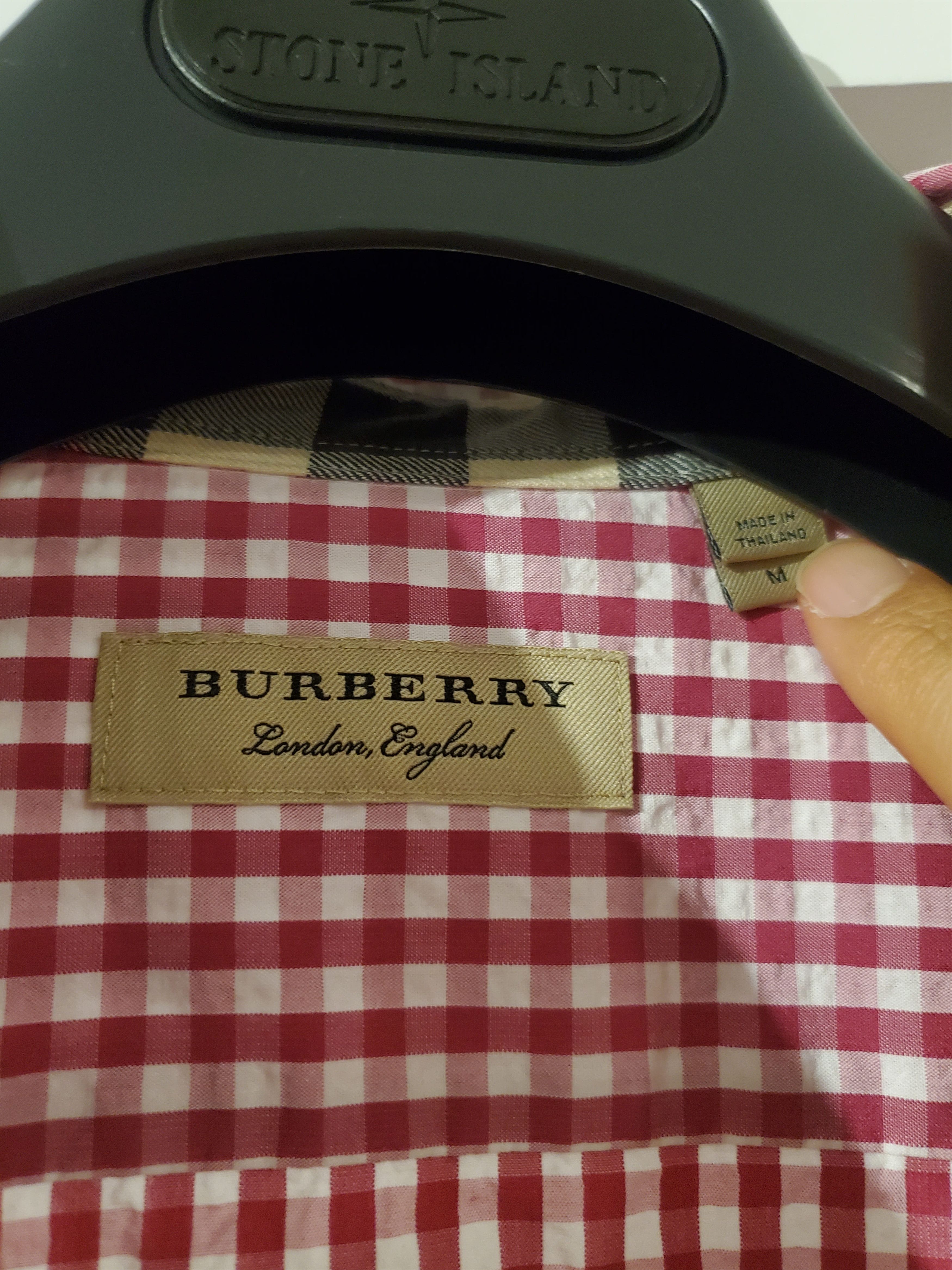 Burberry Burberry Red White Gingham Button Down Shirt Sz. M Size US M / EU 48-50 / 2 - 3 Thumbnail