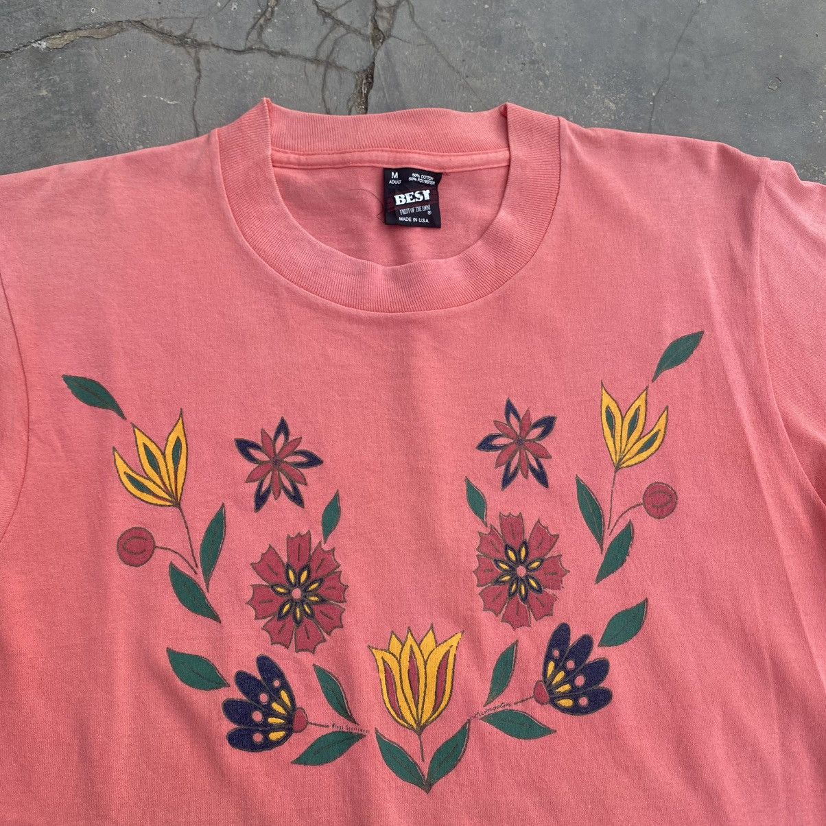 Fruit Of The Loom × Vintage 1990s Floral Art Tee C002 Size US M / EU 48-50 / 2 - 2 Thumbnail