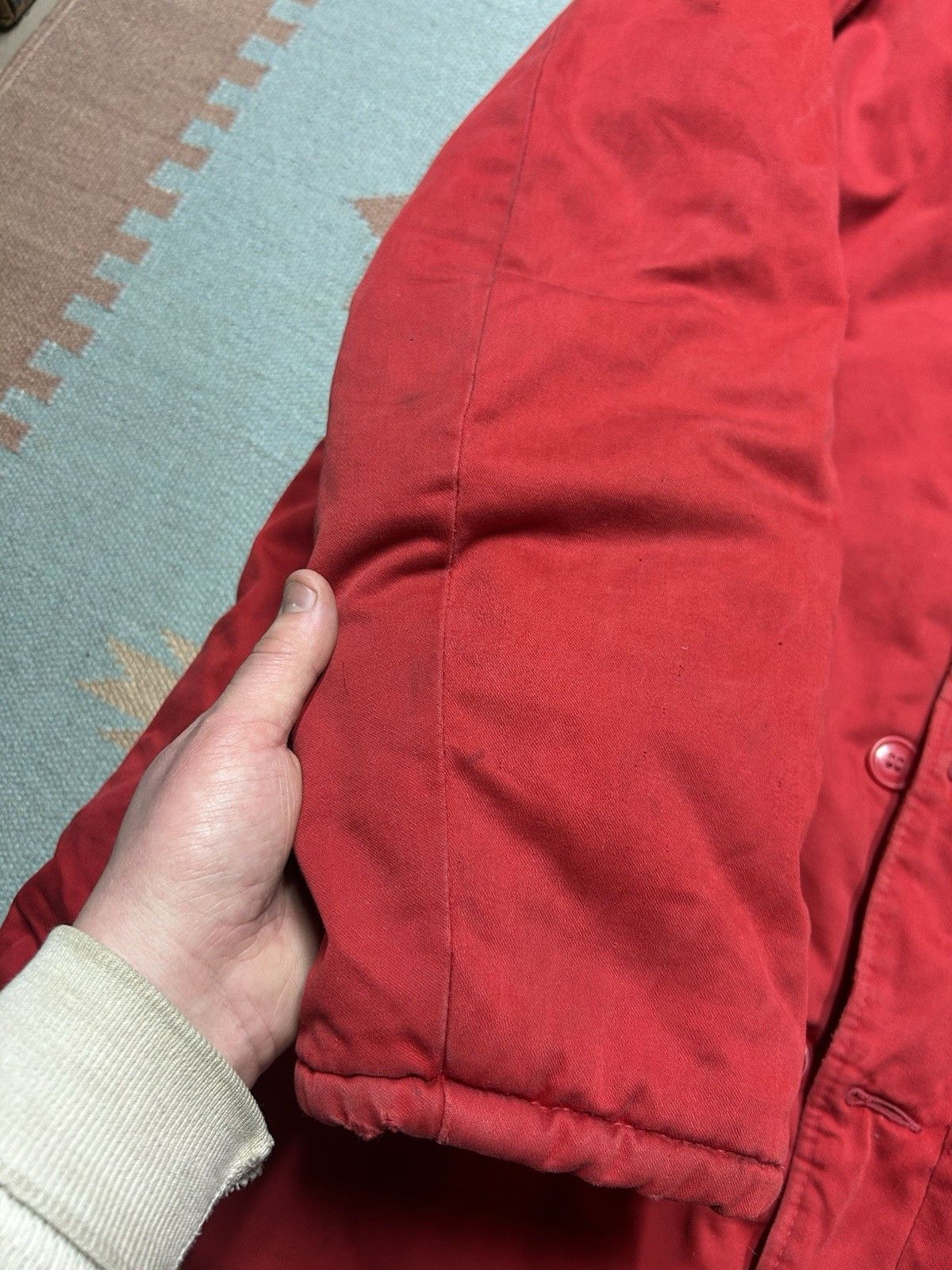 Vintage 1950s quilt lined parka jacket expedition survival red L Size US L / EU 52-54 / 3 - 3 Thumbnail