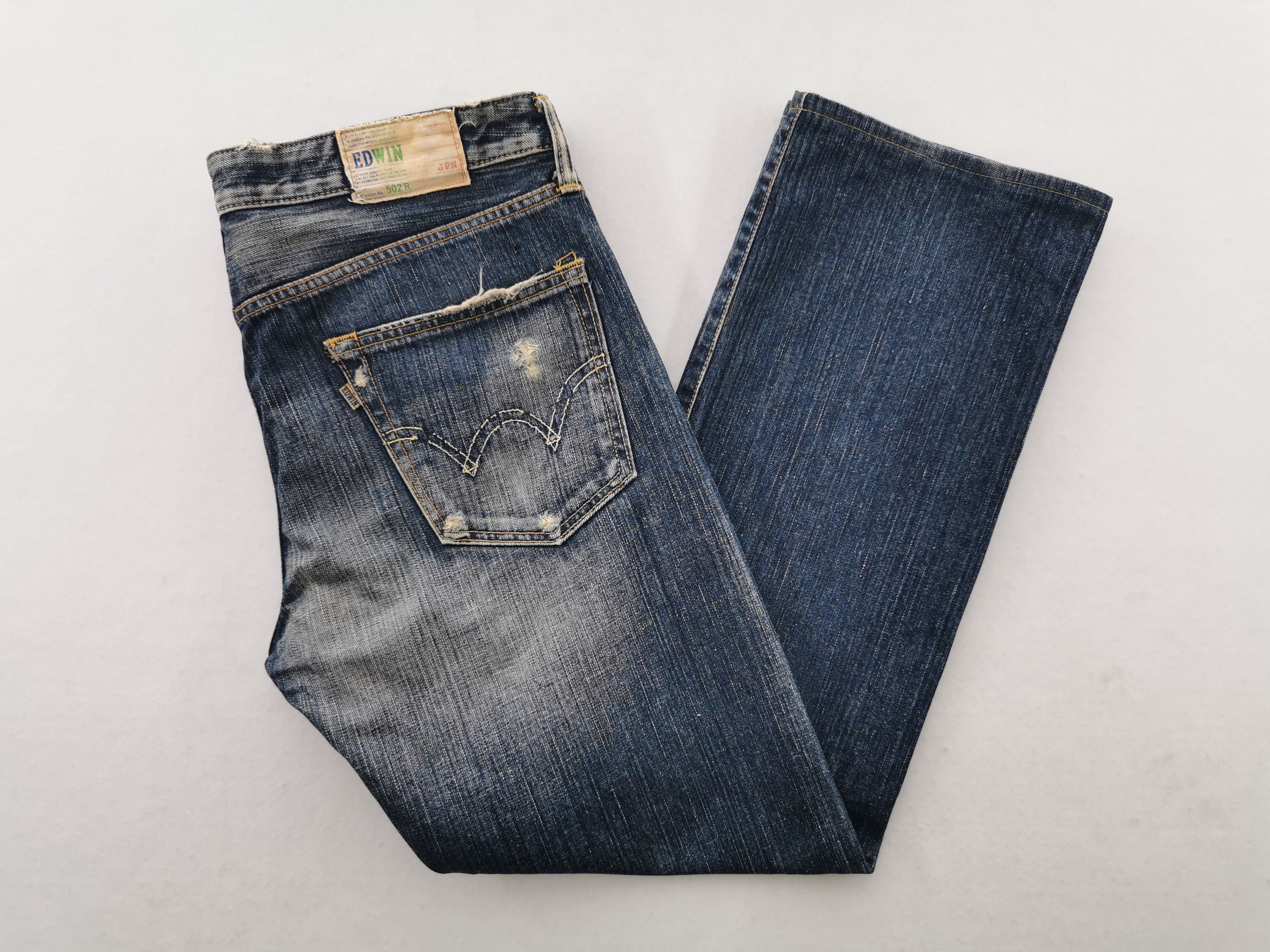 Edwin Distressed Vintage Edwin Lot 502R Denim Made In Japan Size US 37 - 1 Thumbnail