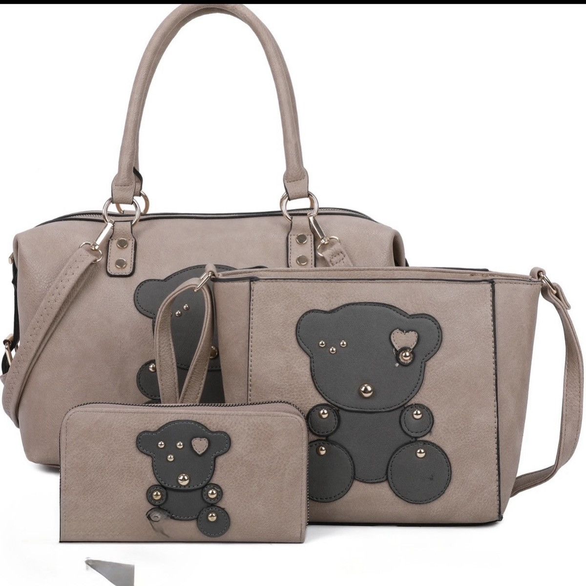 Other Vegan Leather Teddy Bear Bag Set (Tote, Crossbody & Wallet) Size ONE SIZE - 1 Preview