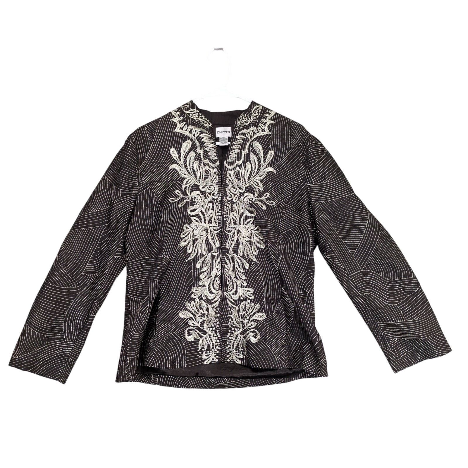Chicos Chico's Metallic Gold Embroidered Glam Artsy Jacket Top Size XL / US 12-14 / IT 48-50 - 1 Thumbnail