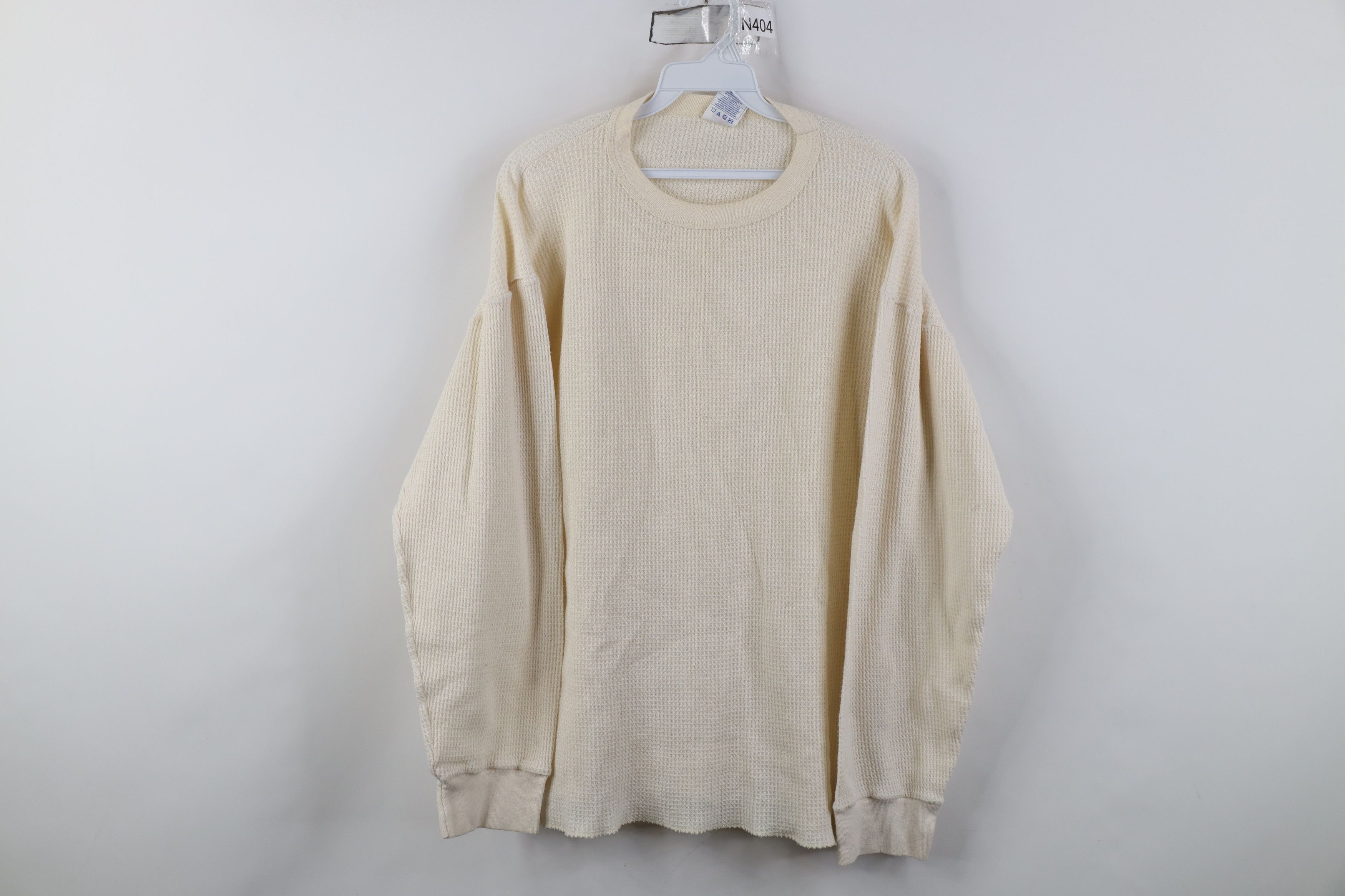 Vintage Vintage 90s Y2K Streetwear Knit Long Sleeve T-Shirt Cream Size US XXL / EU 58 / 5 - 1 Thumbnail