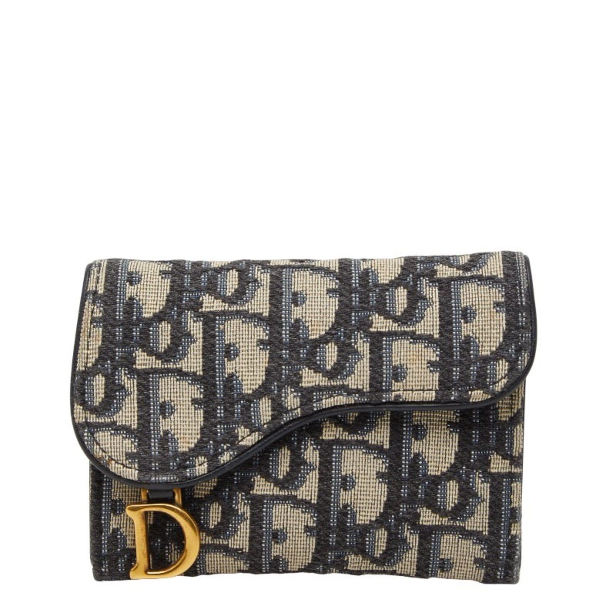 Dior Christian Dior Dior Oblique Jacquard Wallet/Coin Case, Navy Canvas and Leather, Women's, Size ONE SIZE - 1 Thumbnail