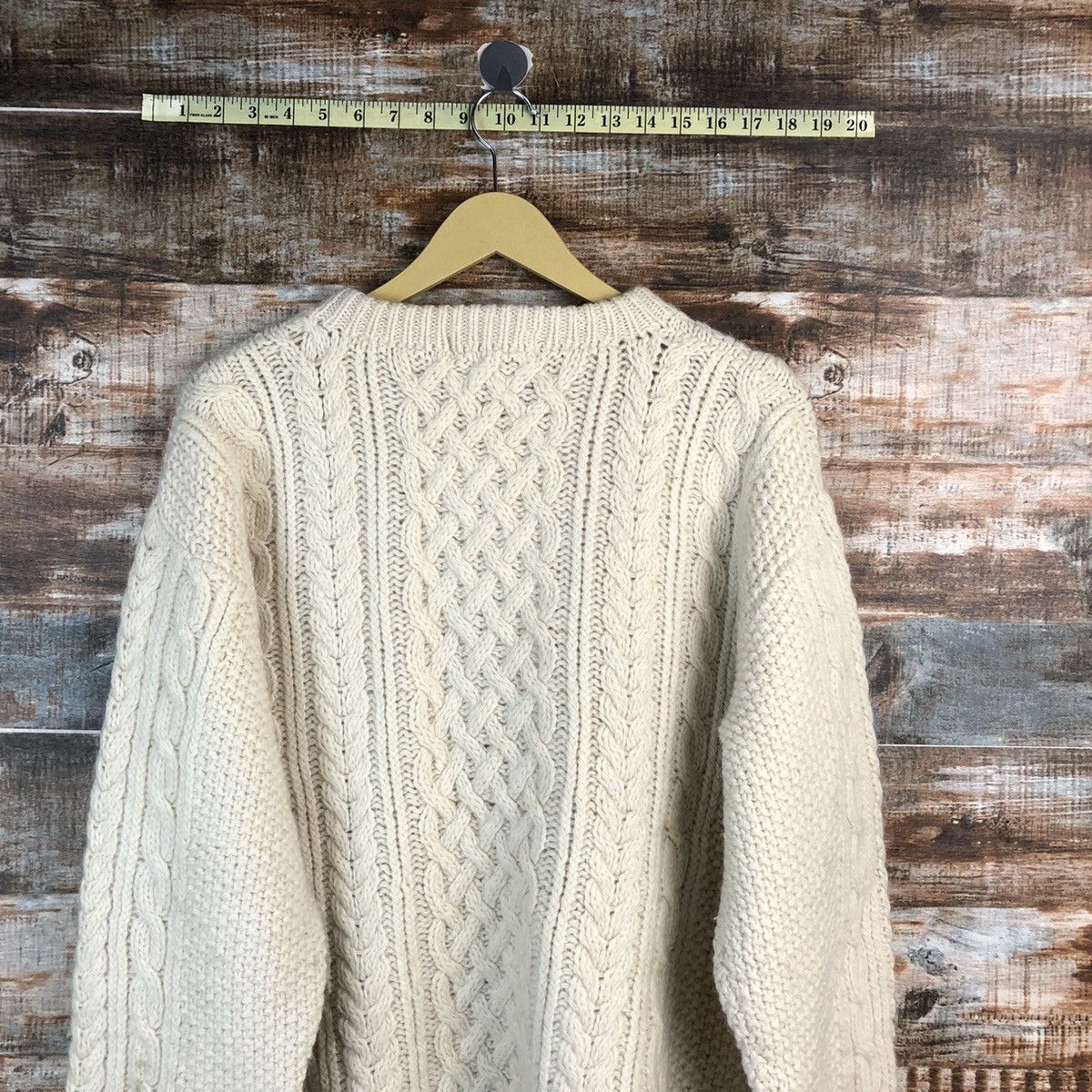 Japanese Brand Traders White Hand knit cable Knitwear #A2285 Size US L / EU 52-54 / 3 - 14 Thumbnail
