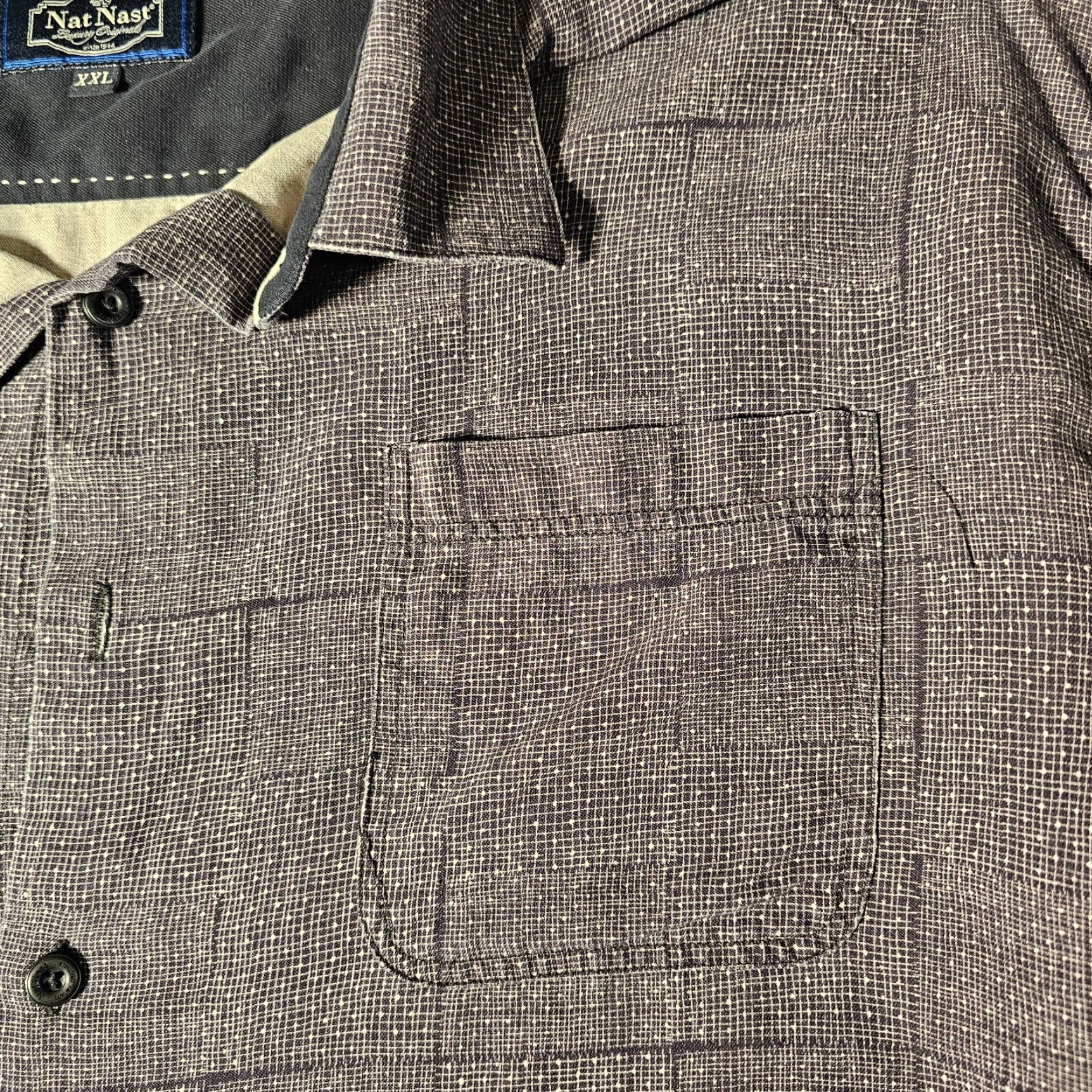 Nat Nast VINTAGE Nat Nast Luxury Originals Mens Gray Silk Blend Button Up Shirt Size 2XL Size US XXL / EU 58 / 5 - 3 Thumbnail