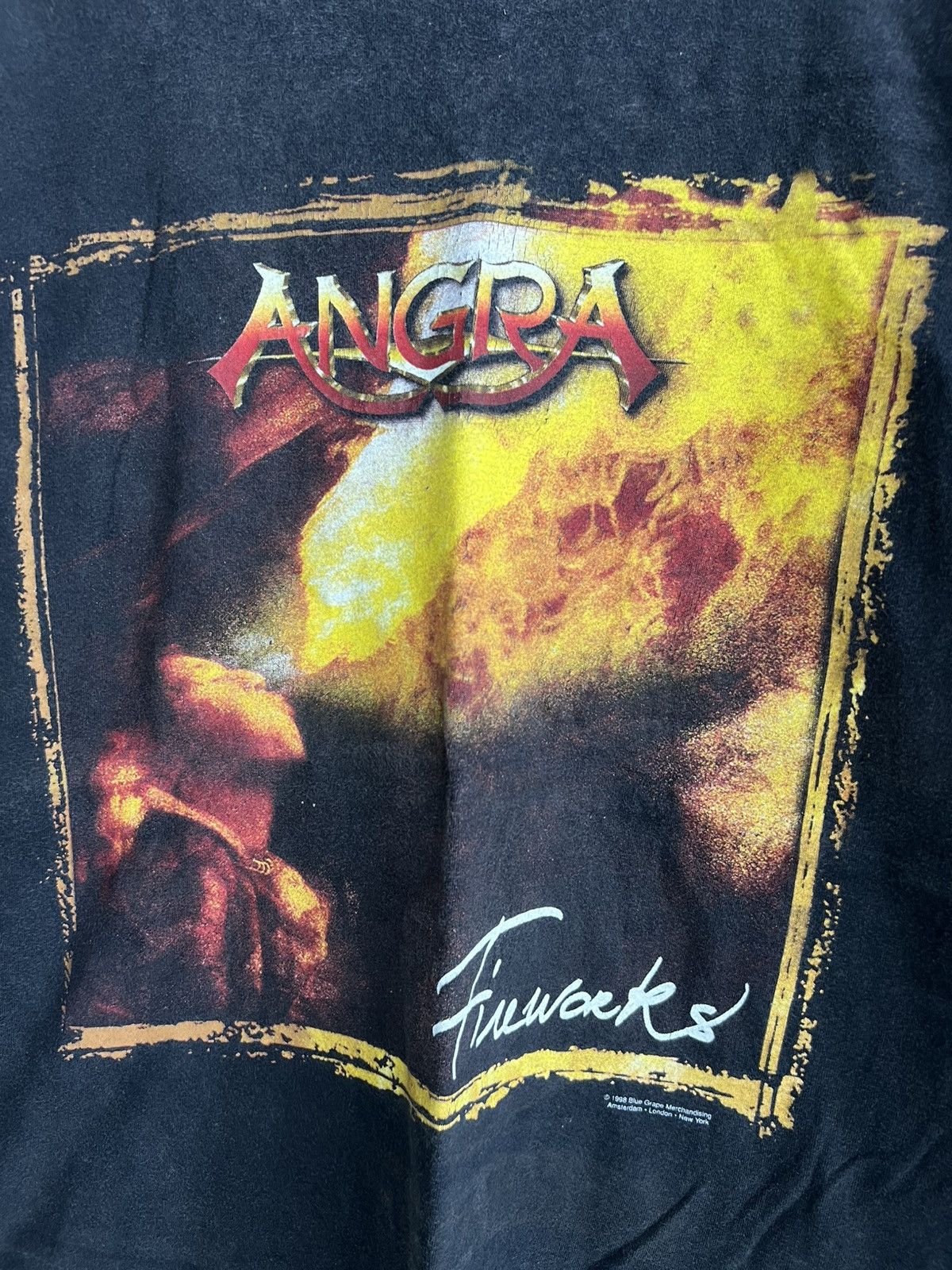 Vintage Vintage 1997 ANGRA Firework Blue Grape Merch Heavy Metal Tee Size US L / EU 52-54 / 3 - 3 Thumbnail