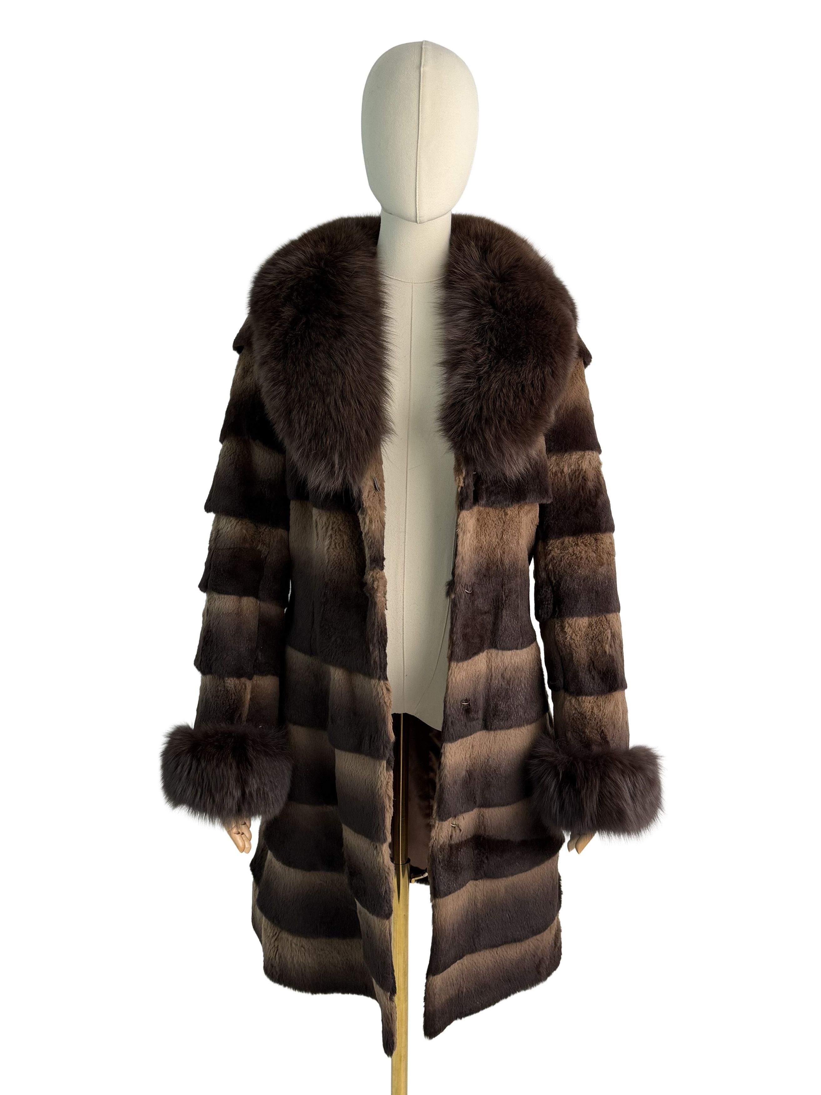 Vintage Vintage Real Fur Long Coat Striped Fur Collar Outerwear Size M / US 6-8 / IT 42-44 - 3 Thumbnail