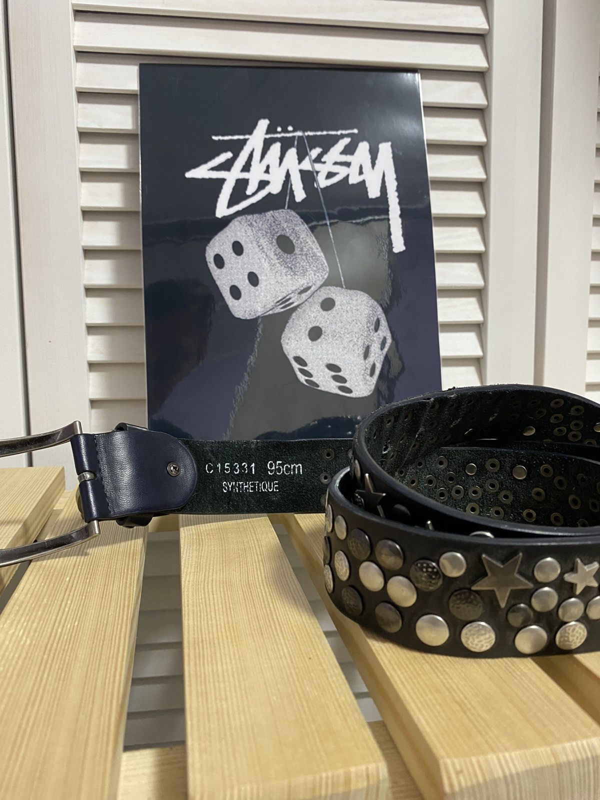 Genuine Leather Vintage Belt Y2k Stunned Leather Stars Rhinestones Stones Size ONE SIZE - 6 Thumbnail