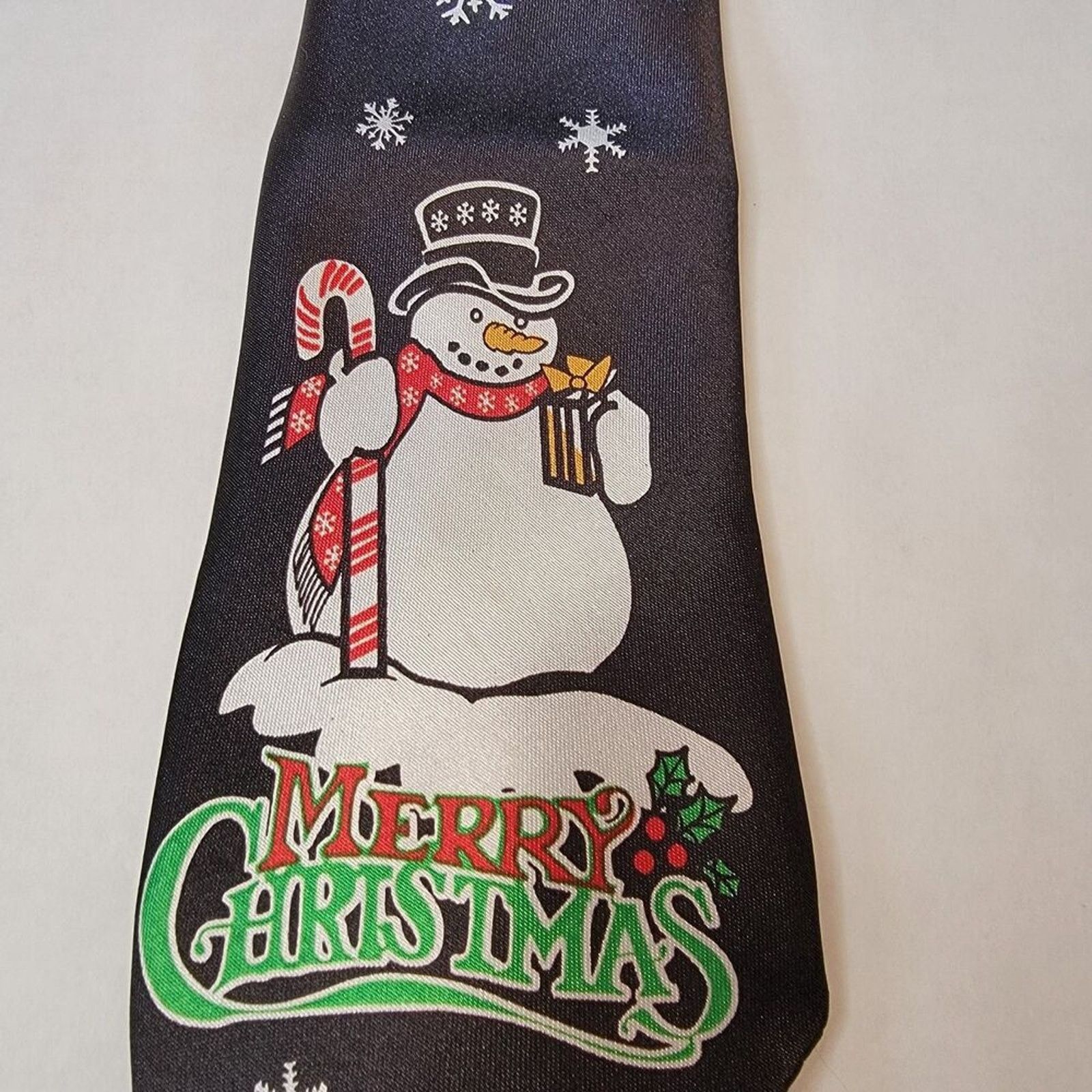 Other Funtyme- Christmas Tie- Merry Christmas Snowman- Black Size ONE SIZE - 1 Thumbnail