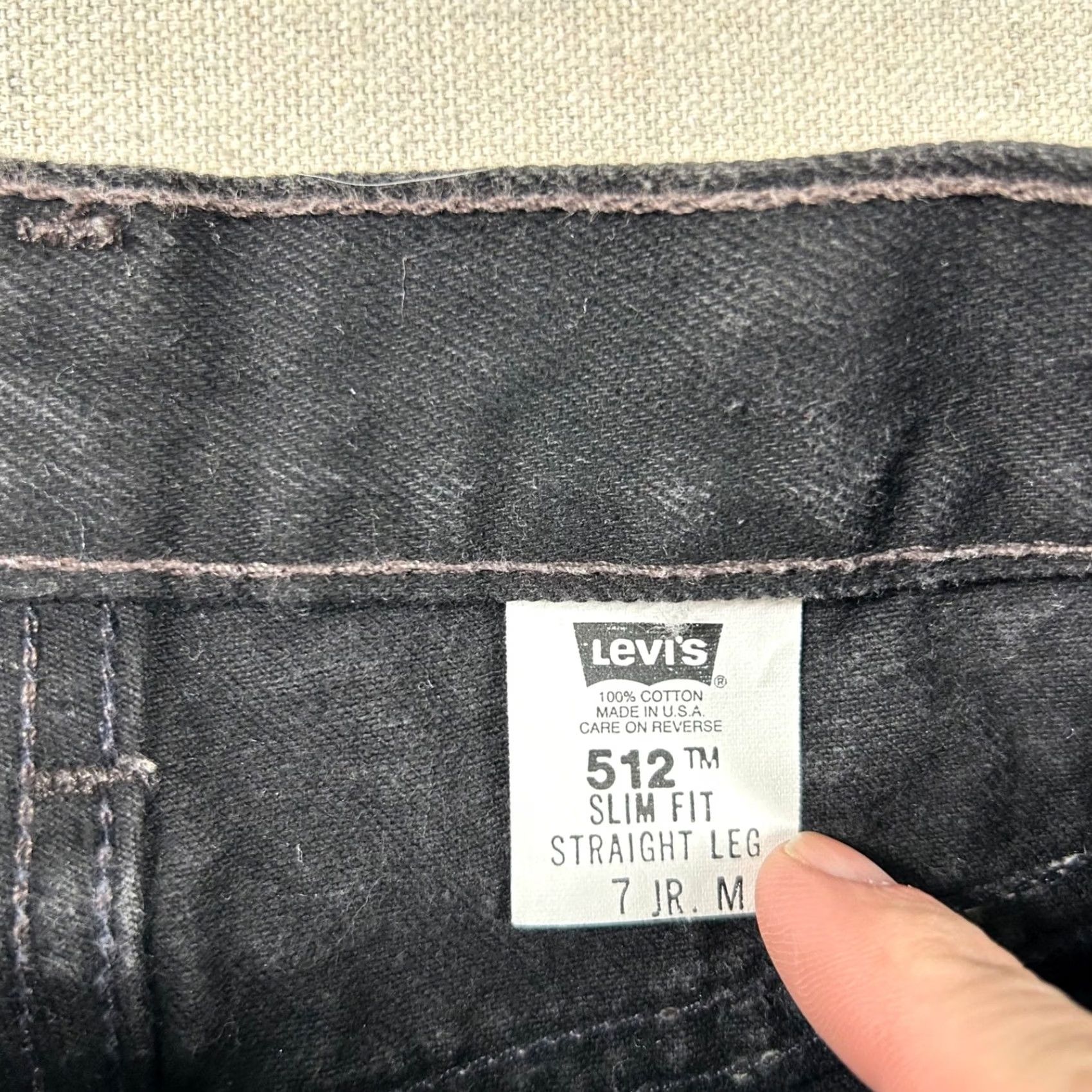 Levi's VINTAGE Levi's 512 Jeans Jr. M Slim Fit Straight Leg 7 Charcoal Black 90s USA Womens Size 28" / US 6 / IT 42 - 4 Thumbnail