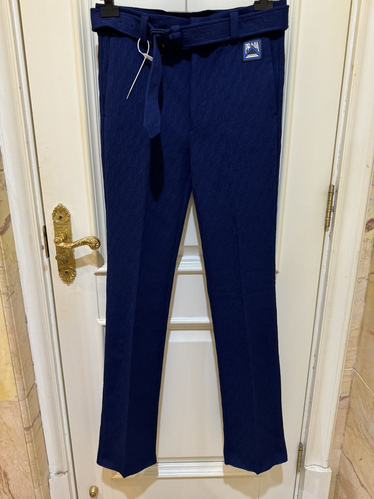 Prada SS19 runaway blue trouser with adjustable belt Sz44 Size US 28 / EU 44 - 1 Thumbnail