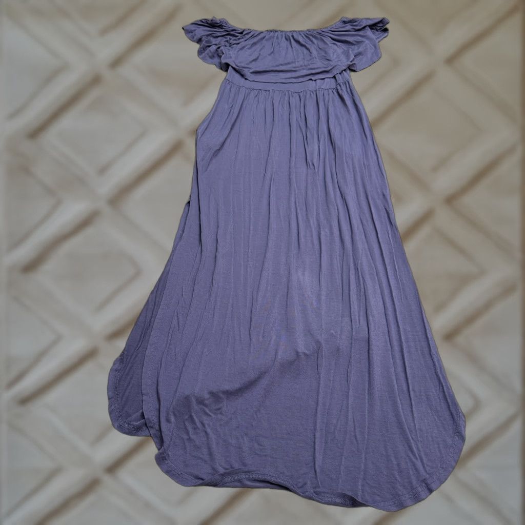Vintage Unbranded Maxi Dress Off-Shoulder Knit Purple L Slit Pockets Beach Bohemian Womens Size L / US 10 / IT 46 - 1 Thumbnail