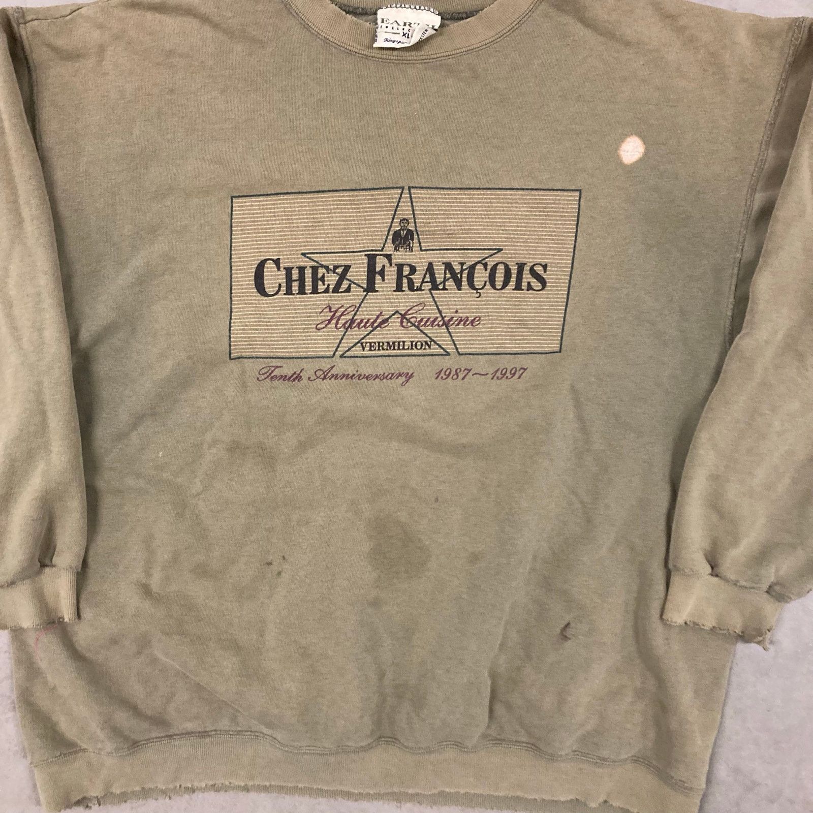 Vintage vintage 90s distressed green graphic sweatshirt Size US XL / EU 56 / 4 - 3 Thumbnail