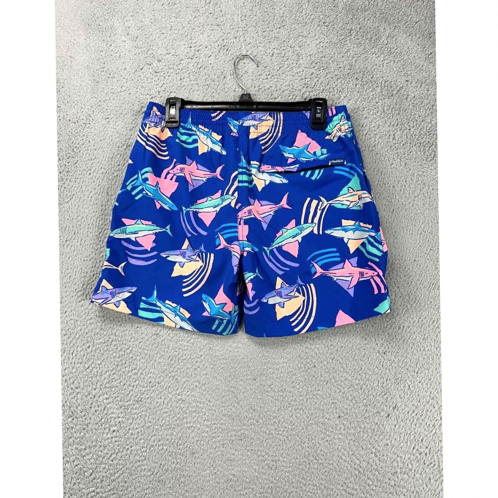 Chubbies Chubbies Swim Trunks Men Medium Blue The Daddy Shark Lined Board Shorts NEW A10 Size US 31 - 3 Thumbnail
