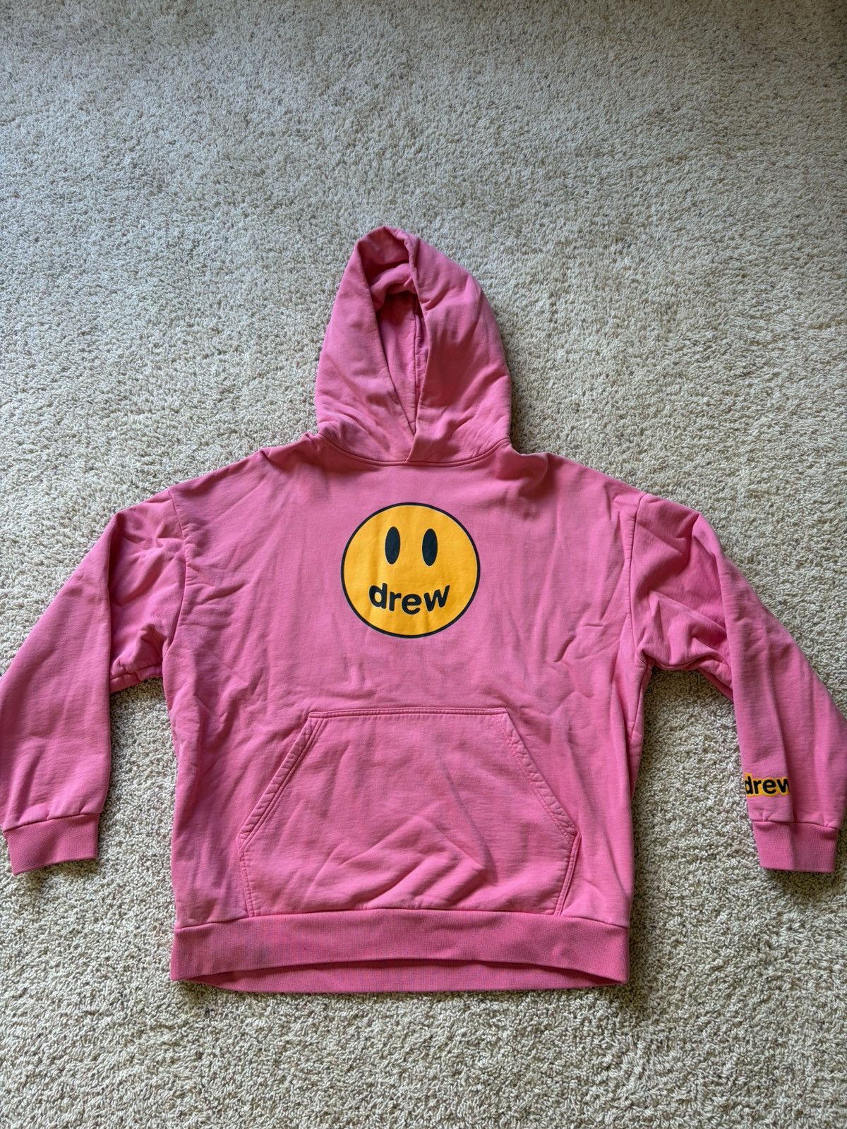 Size L - Drew House Mascot Smiley Pink Hoodie Justin Bieber