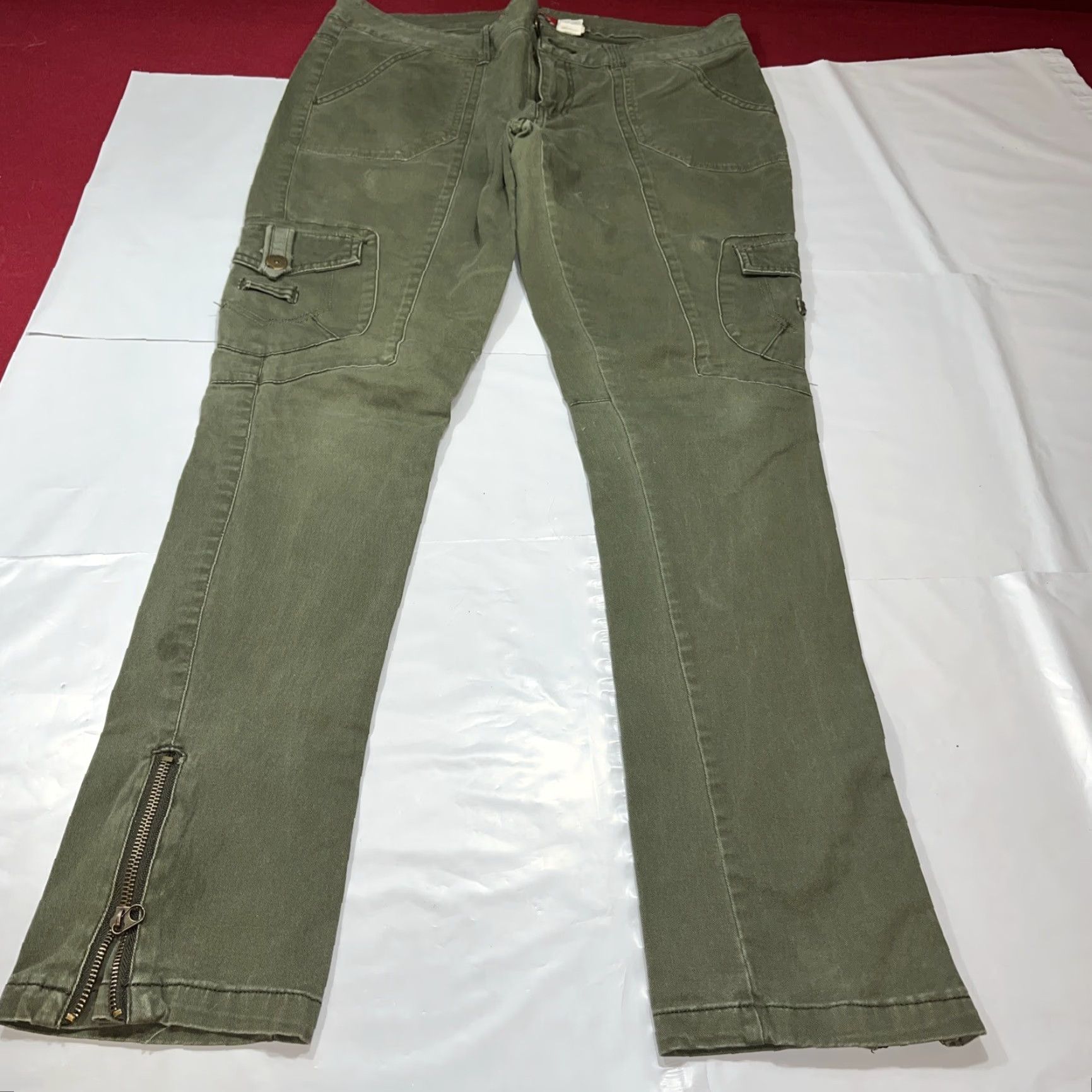 Vintage VINTAGE UnionBay GREEN y2k Cargo Pants Stretch Zip Leg Flap Pockets 9” Rise Tactical 11 Women Size 32" / US 10 / IT 46 - 4 Thumbnail