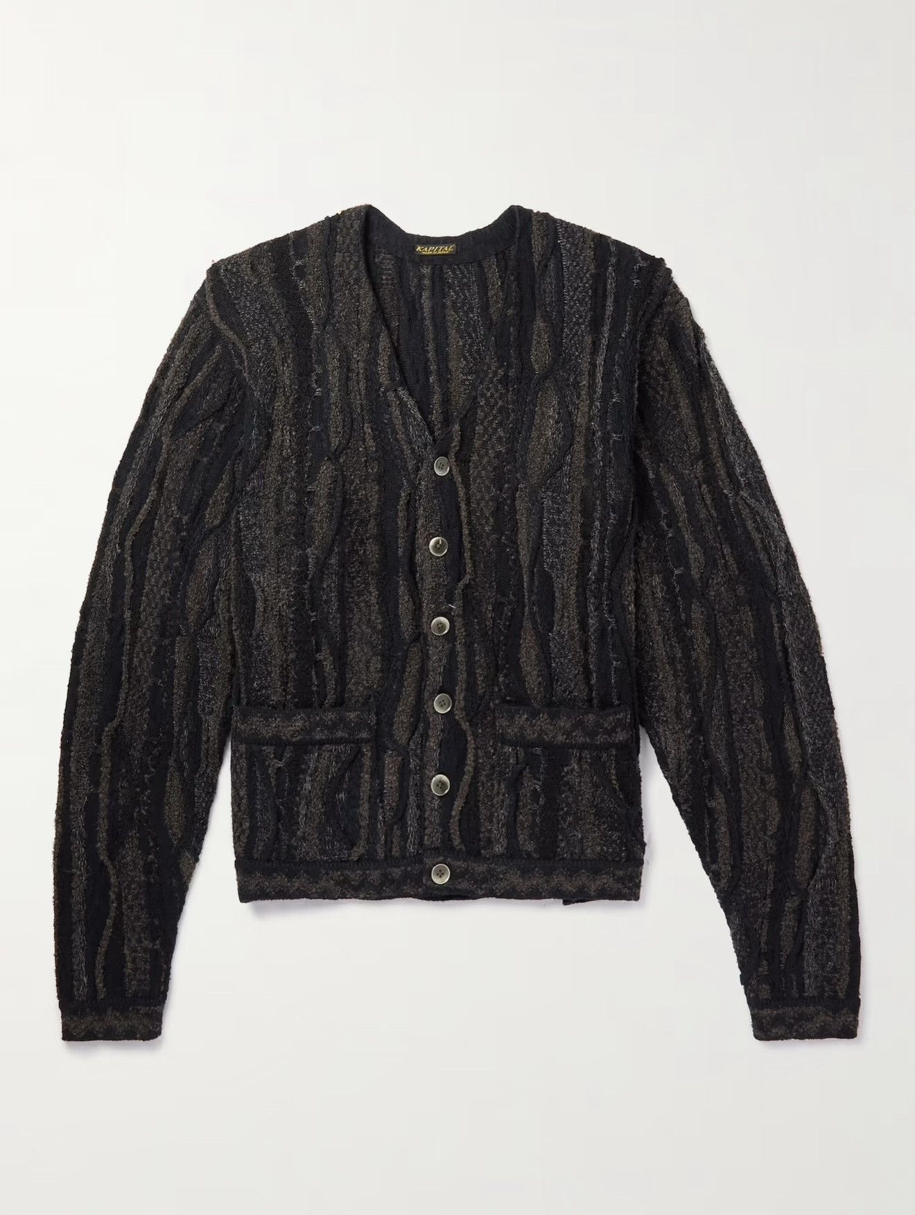 Kapital KAPITAL Gaudy Intarsia Cotton-Bouclé Cardigan - Black (RARE) Size US M / EU 48-50 / 2 - 1 Thumbnail