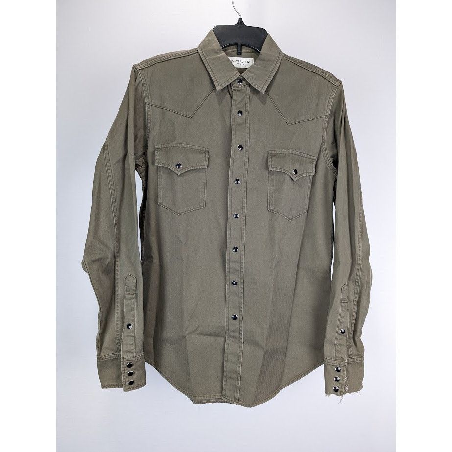 Saint Laurent Paris o1rshd1 Shirt in Green Size US M / EU 48-50 / 2 - 3 Thumbnail