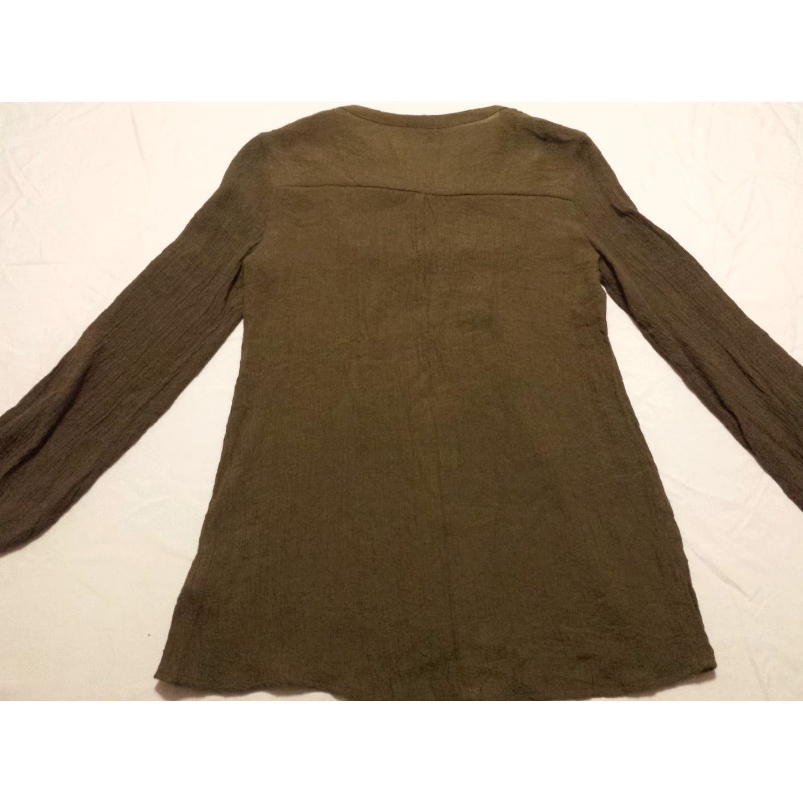 Vintage Knox Rose Shirt Womens Small Long Sleeve Button-Front Solid Green Rayon V-Neck Size S / US 4 / IT 40 - 7 Thumbnail