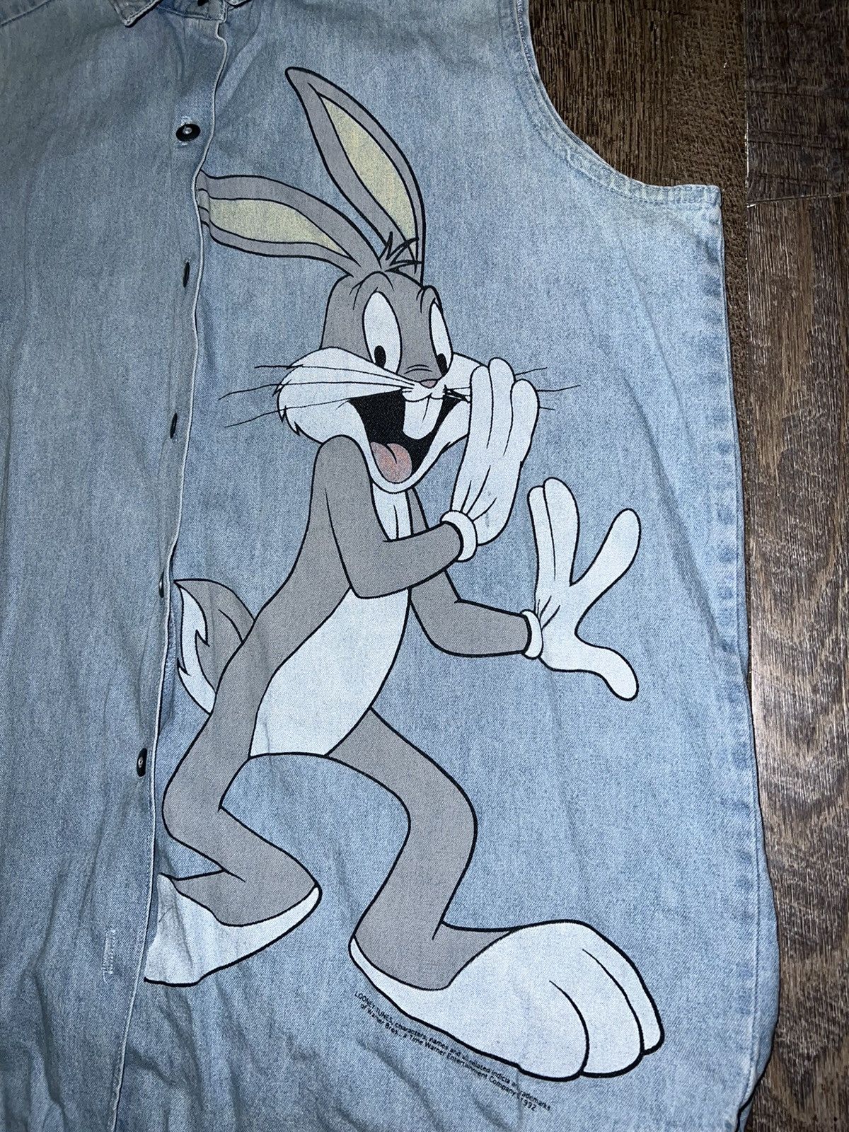 Vintage Vintage Looney Tunes Bugs Bunny Jerry Leigh Denim Vest Shirt Size M / US 6-8 / IT 42-44 - 2 Thumbnail