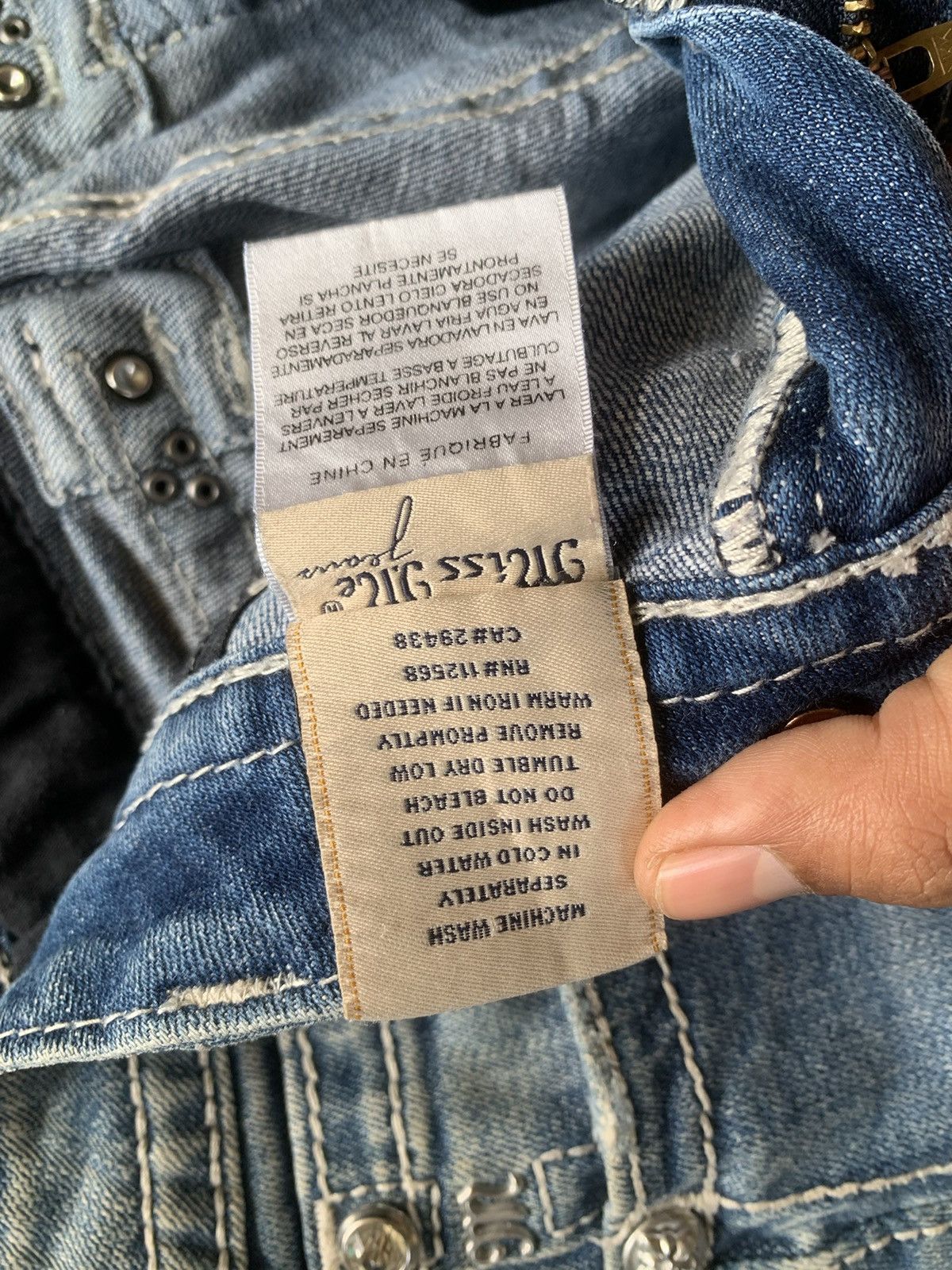 M Miss Me Rare Leather Embroidery Jeans