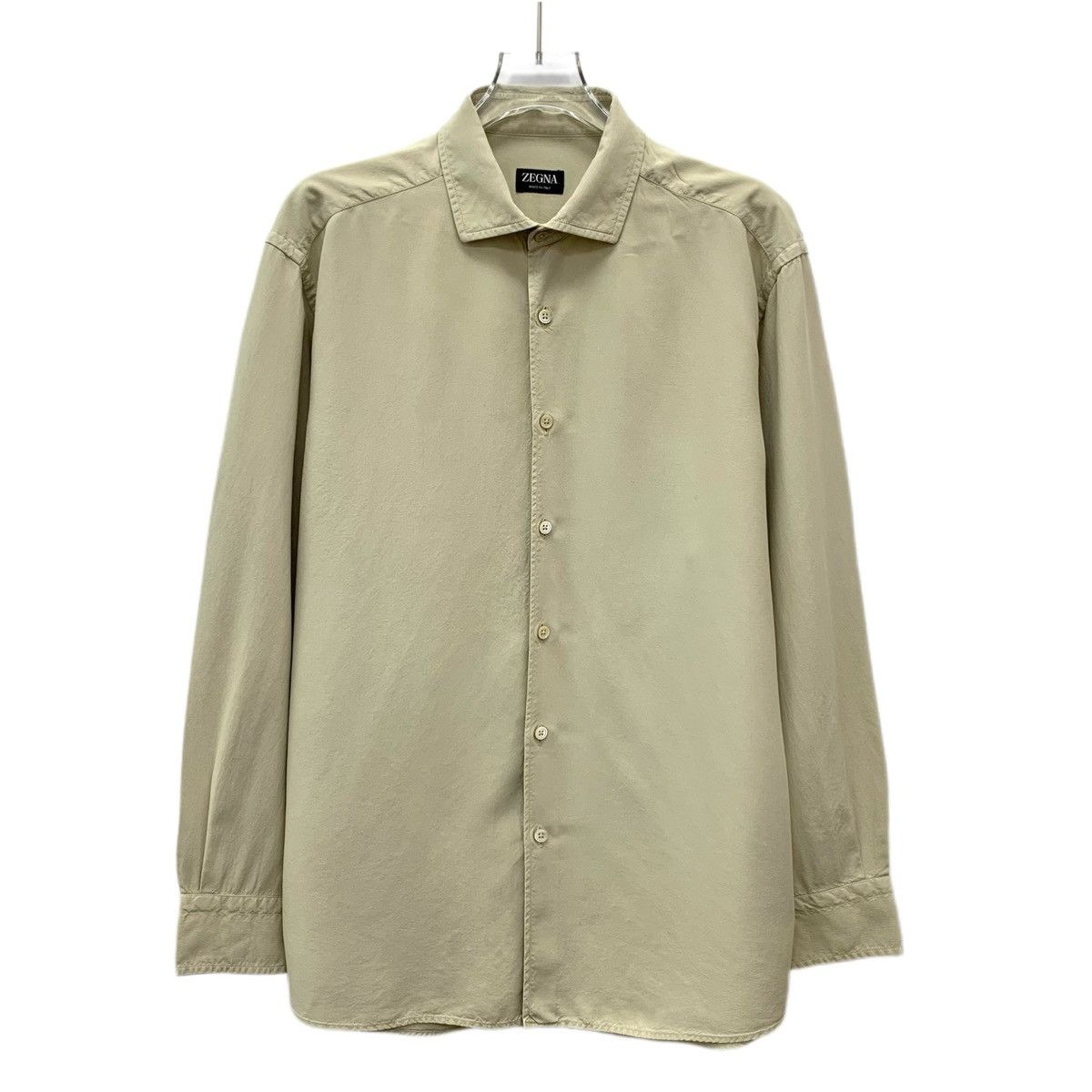Z Zegna Zegna Khaki Mulberry Silk Collared Long Sleeve Shirt K26WX Size US L / EU 52-54 / 3 - 1 Thumbnail