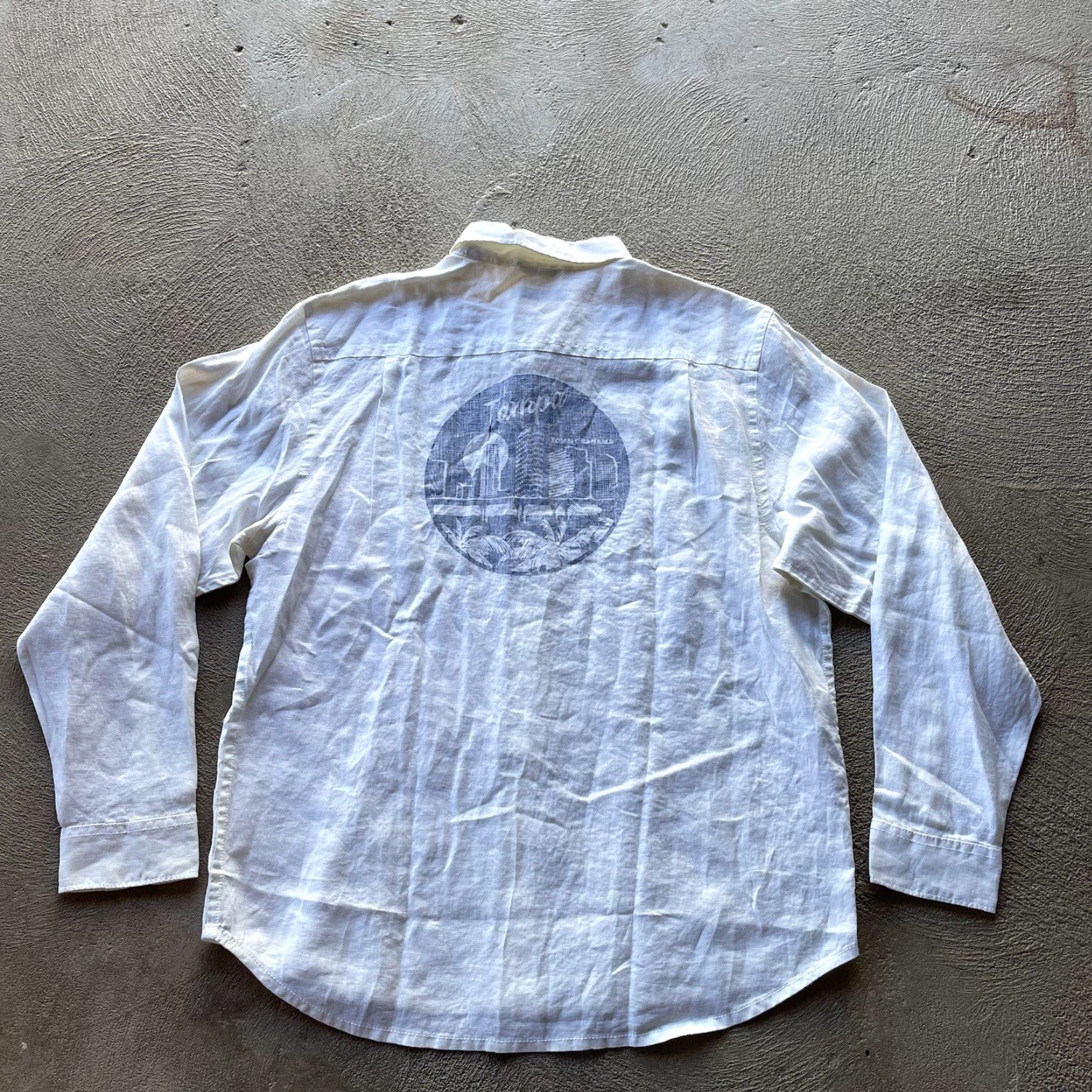 Tommy Bahama Tommy Bahama Shirt Mens Large White Long Sleeve Linen Button-Up Hawaiian Beach Casual Size US L / EU 52-54 / 3 - 5 Thumbnail