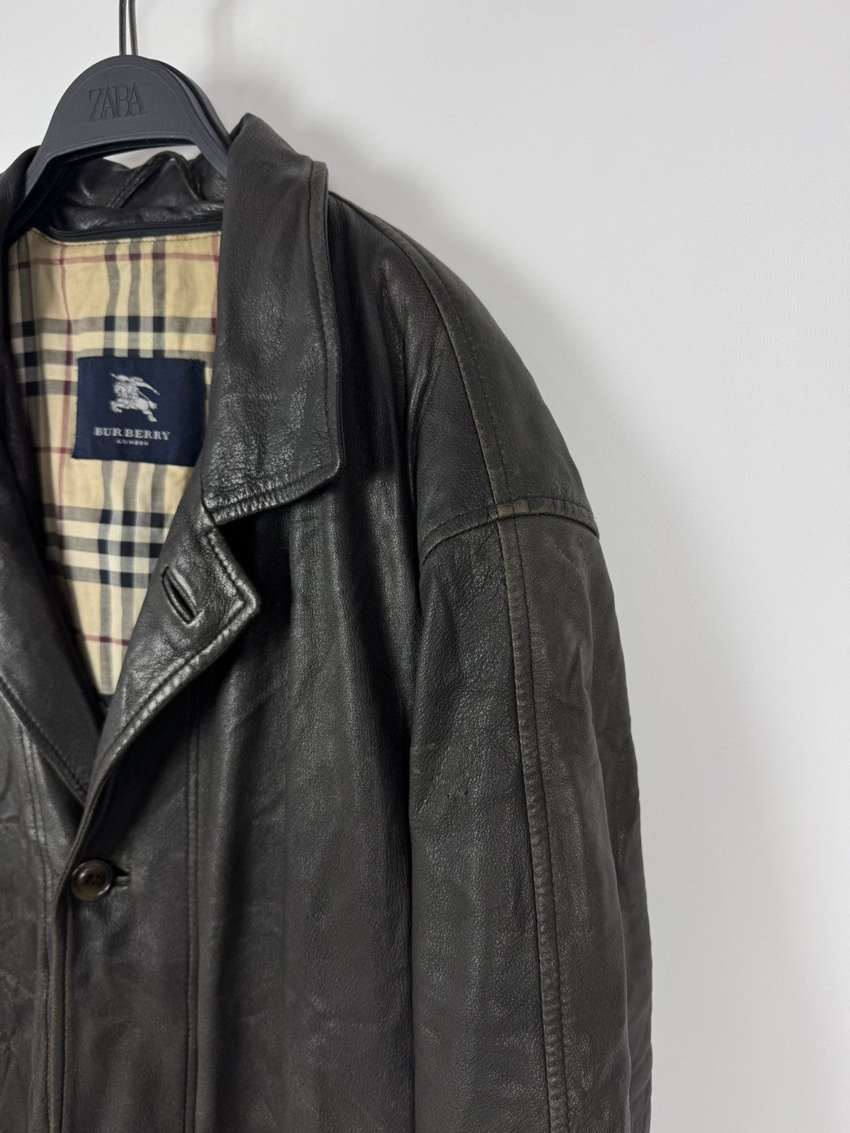 Burberry Vintage Distressed Burberry London Leather Coat Brown Jacket Size US L / EU 52-54 / 3 - 15 Thumbnail