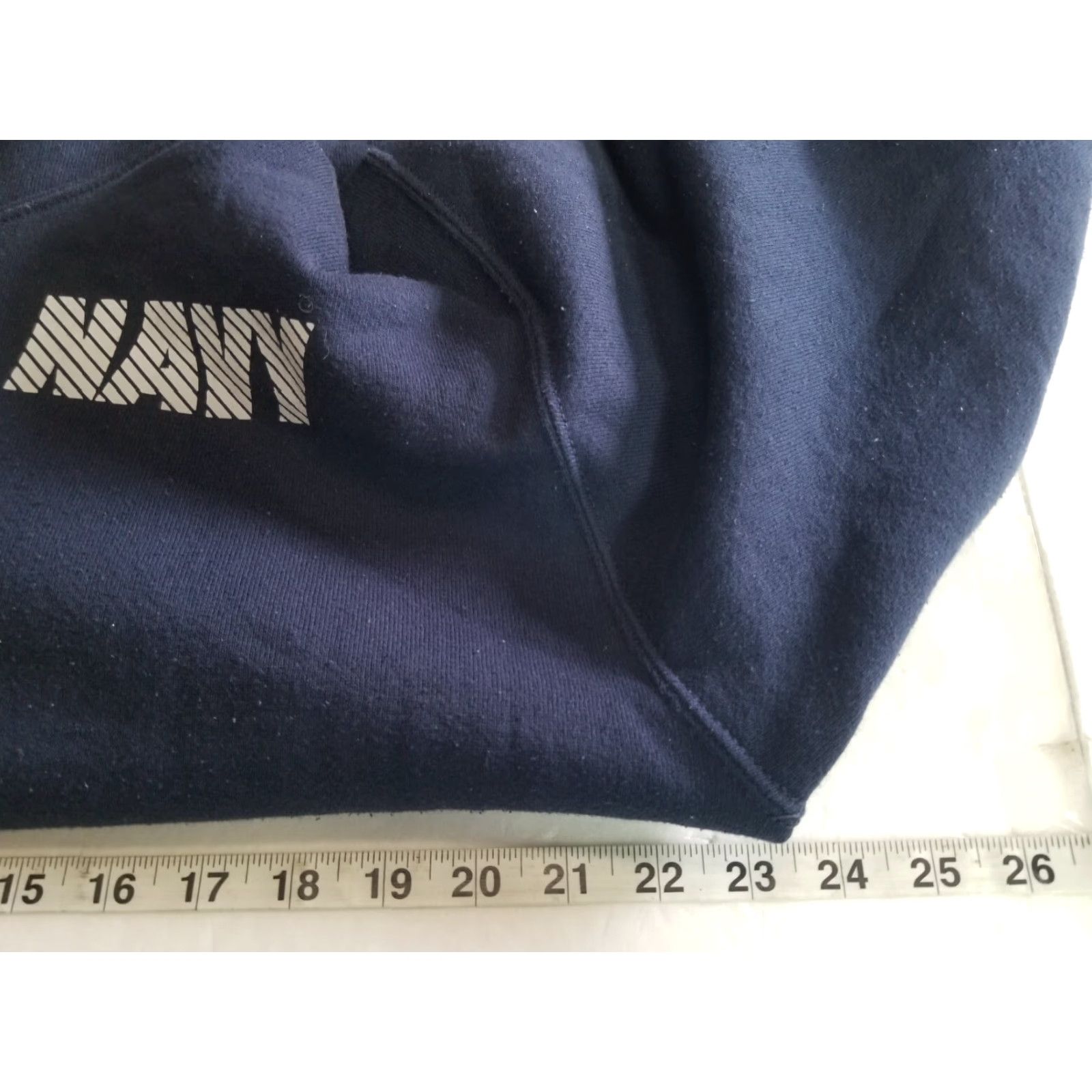 Soffe VINTAGE Soffe US Navy Sweater Hoodie Mens Medium Blue Pullover Logo Graphic Print Hooded Pockets Reflective | USA Made | Gym & Training Size US M / EU 48-50 / 2 - 4 Thumbnail