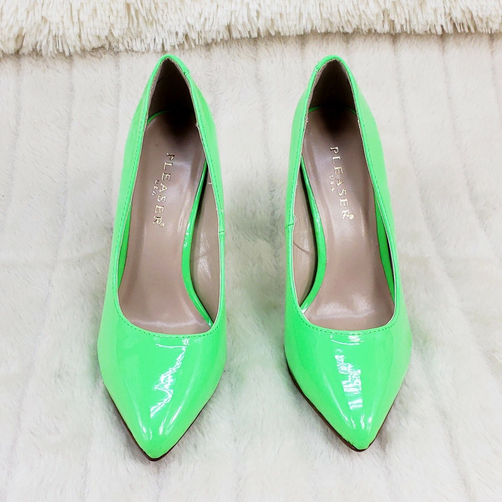 Other Amuse 20 Neon Green Patent 5" High Heel Shoes Pumps NY (US S Size US 10 / IT 40 - 7 Thumbnail